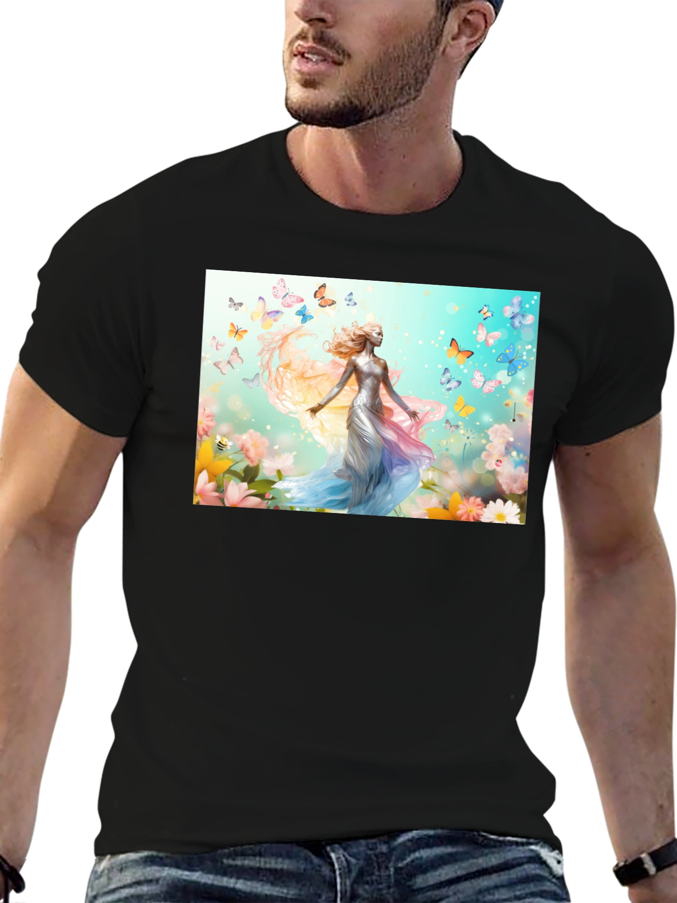 Butterfly Fairy Graphic Black T-Shirt