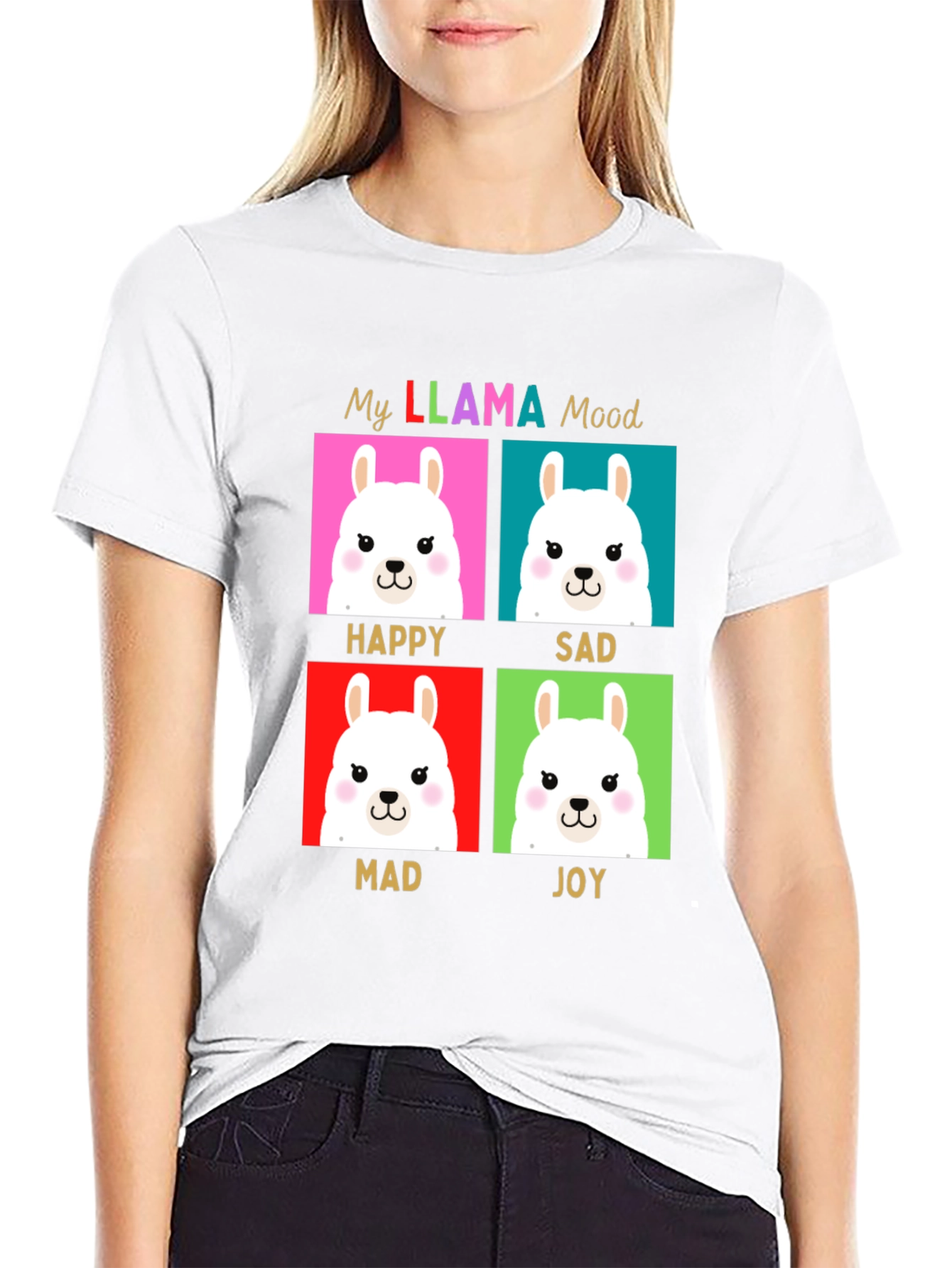 My Llama Moods T-Shirt - Happy Sad Mad Joy