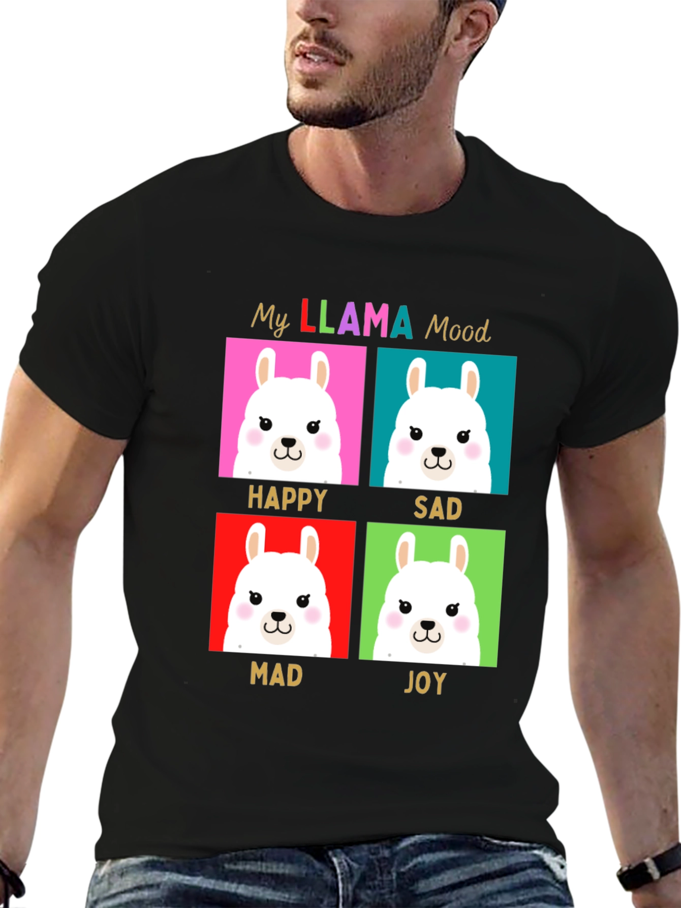 My Llama Moods T-Shirt - Happy Sad Mad Joy