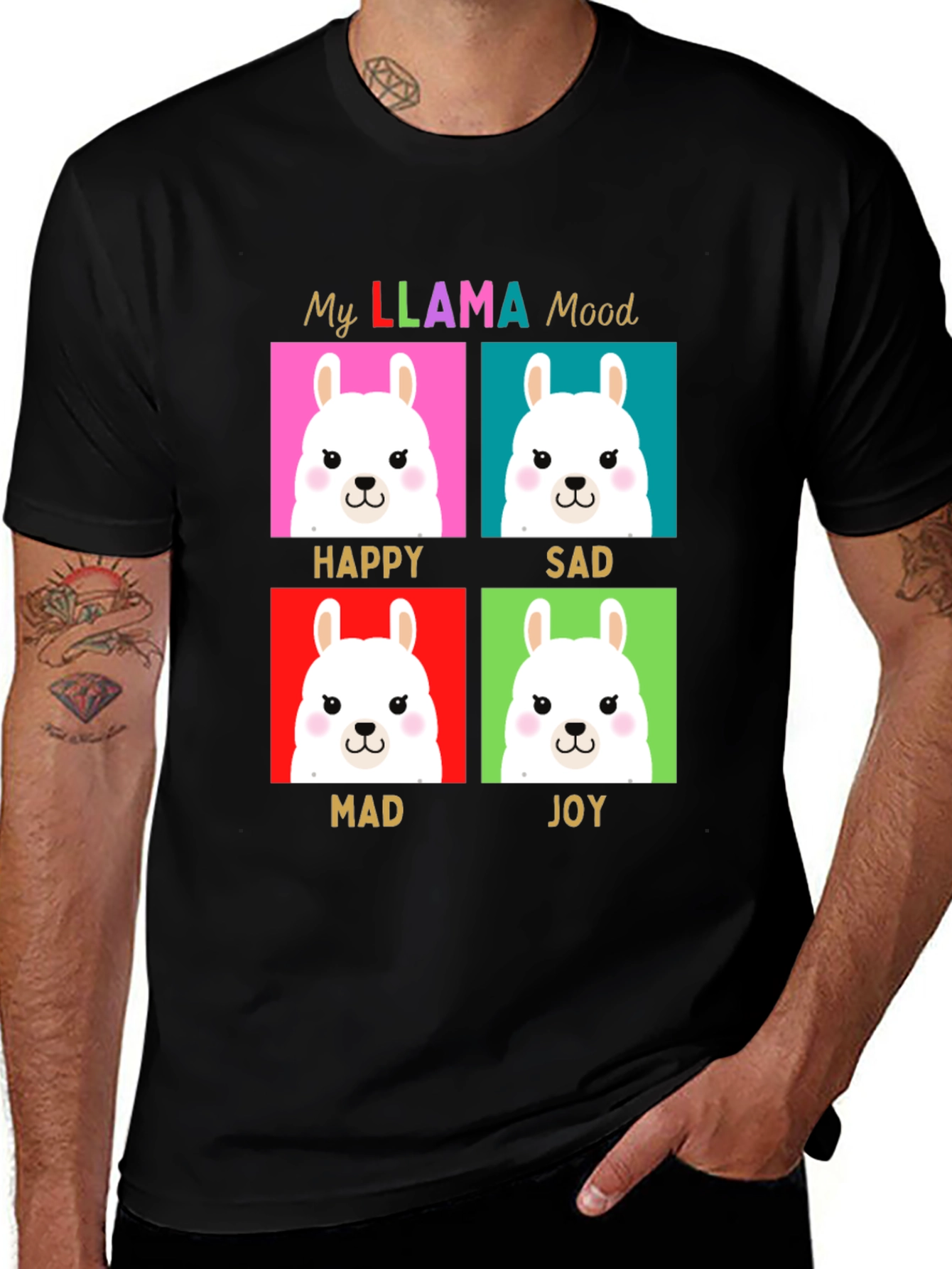 My Llama Moods T-Shirt - Happy Sad Mad Joy