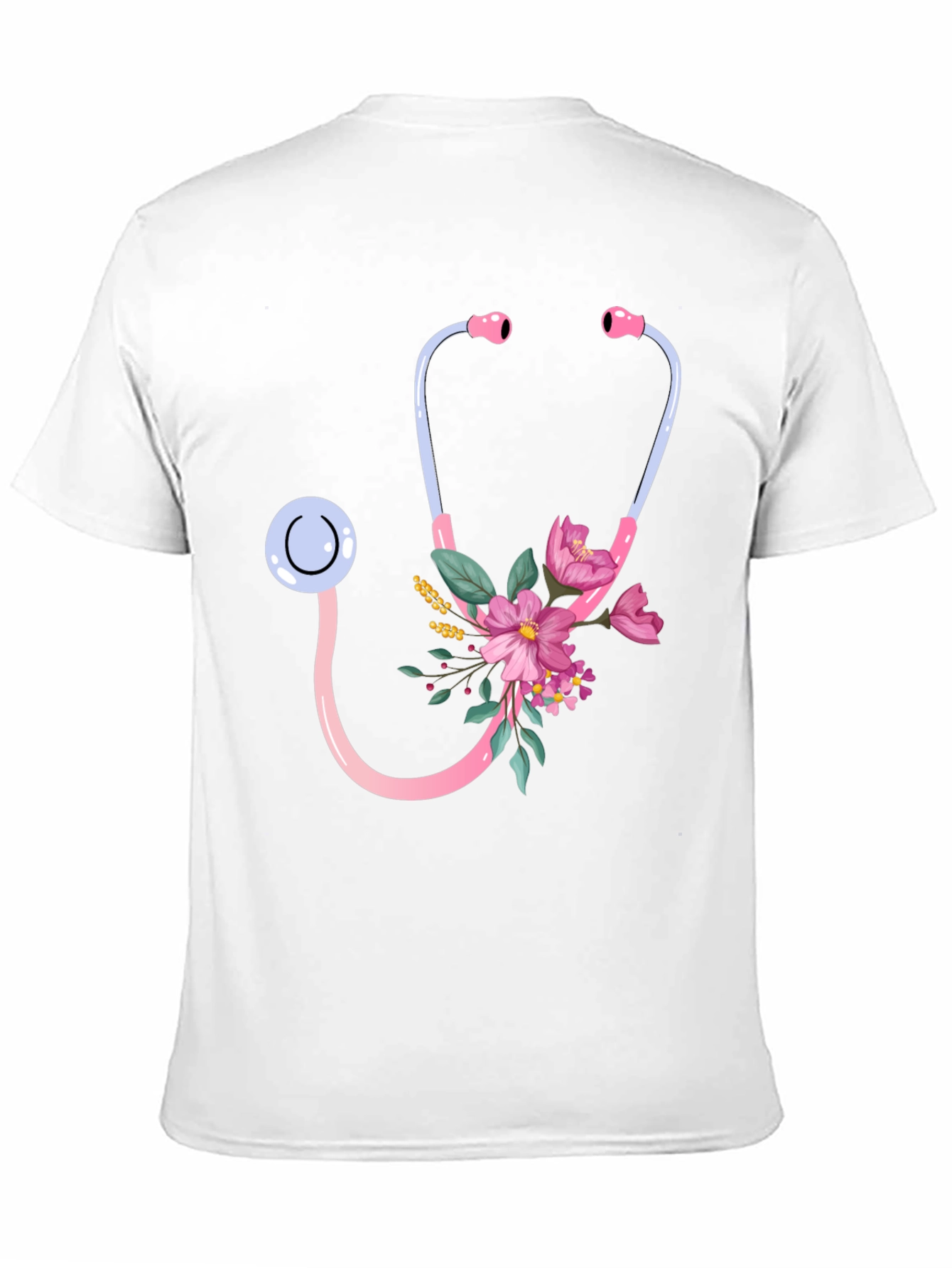 Floral Stethoscope Graphic Tee - Medical Professional Gift