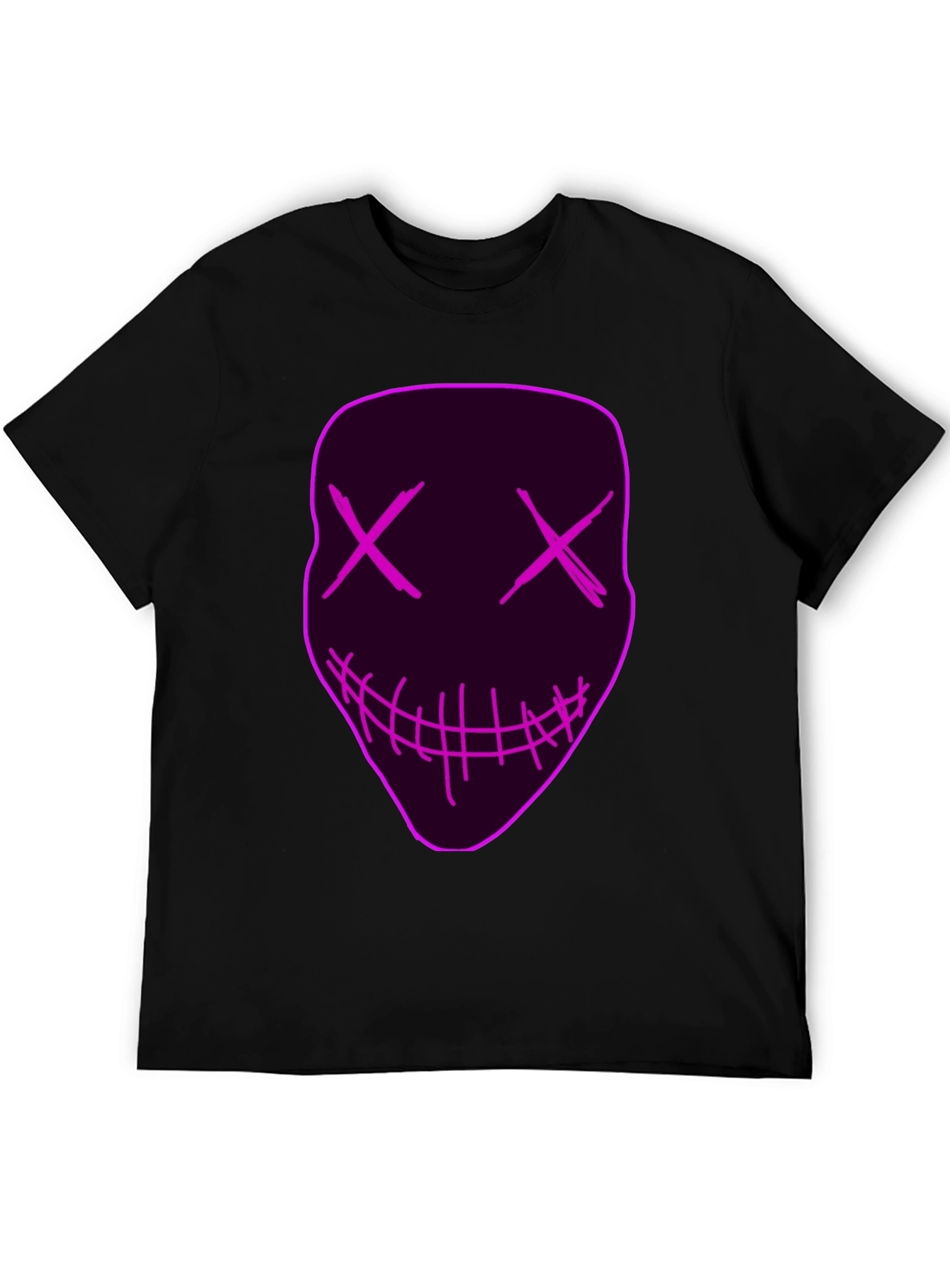 Neon Mask Graphic Tee - Unique Party Costume Shirt