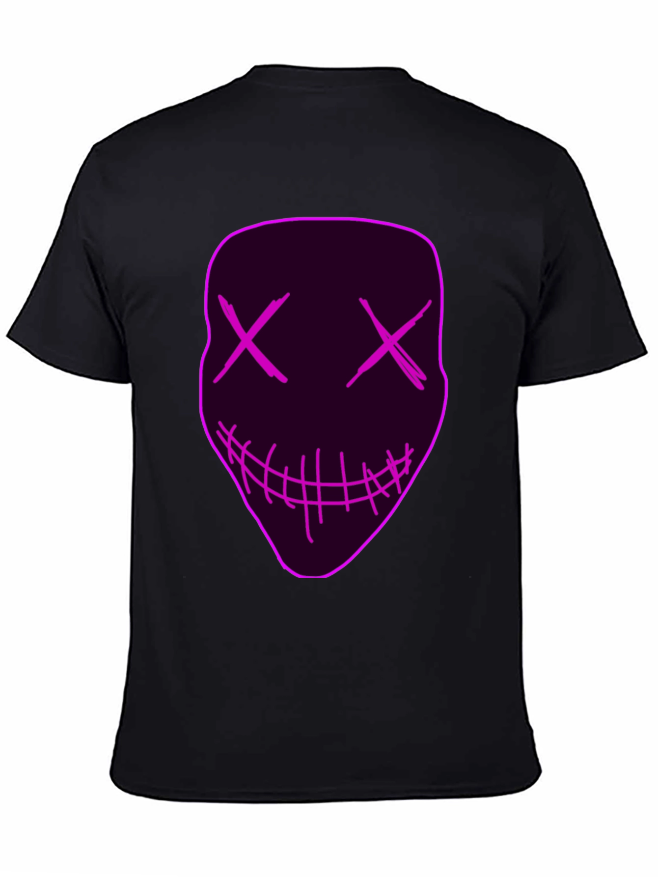 Neon Mask Graphic Tee - Unique Party Costume Shirt