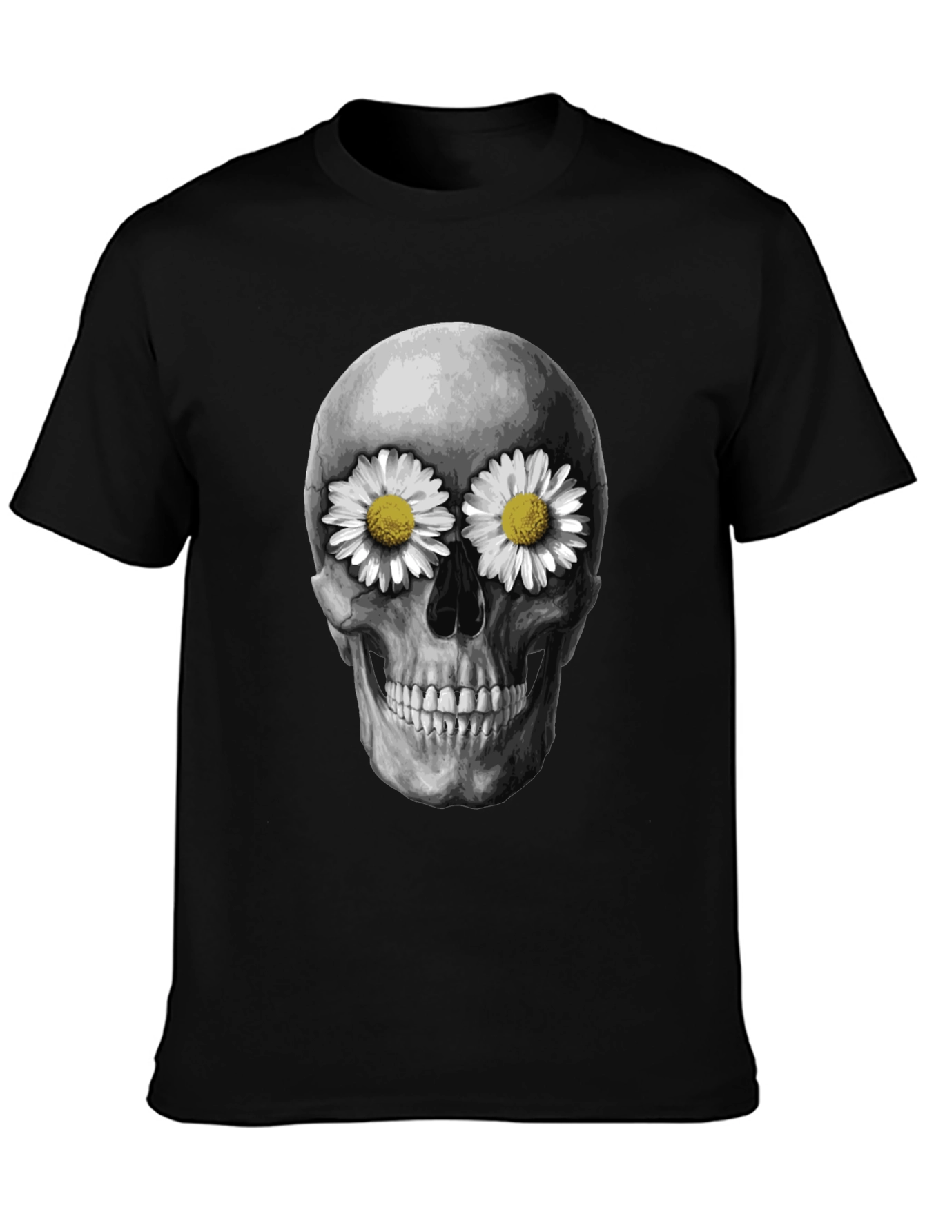 Skull with Daisies T-Shirt - Dark Humor Tee