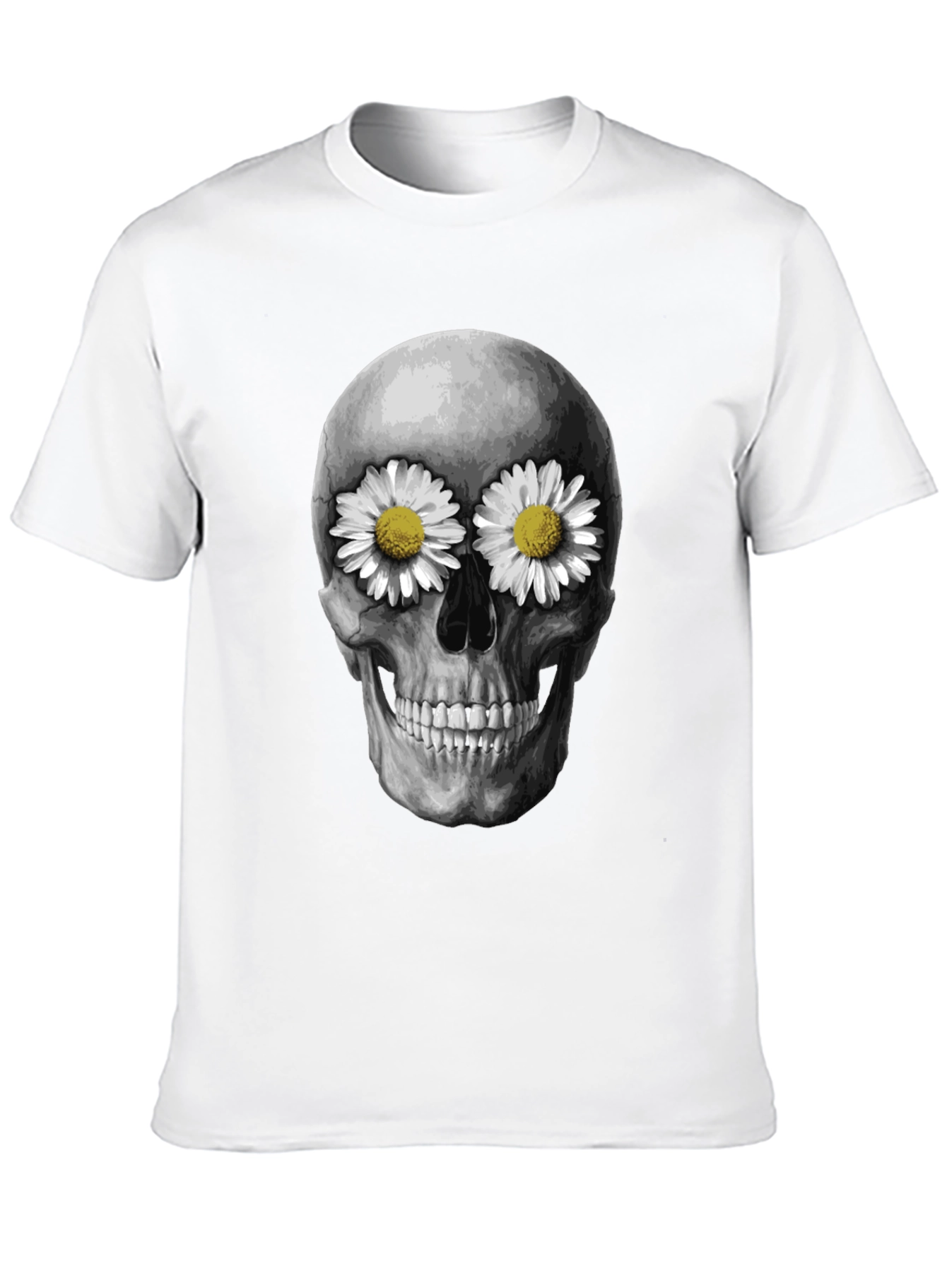 Skull with Daisies T-Shirt - Dark Humor Tee