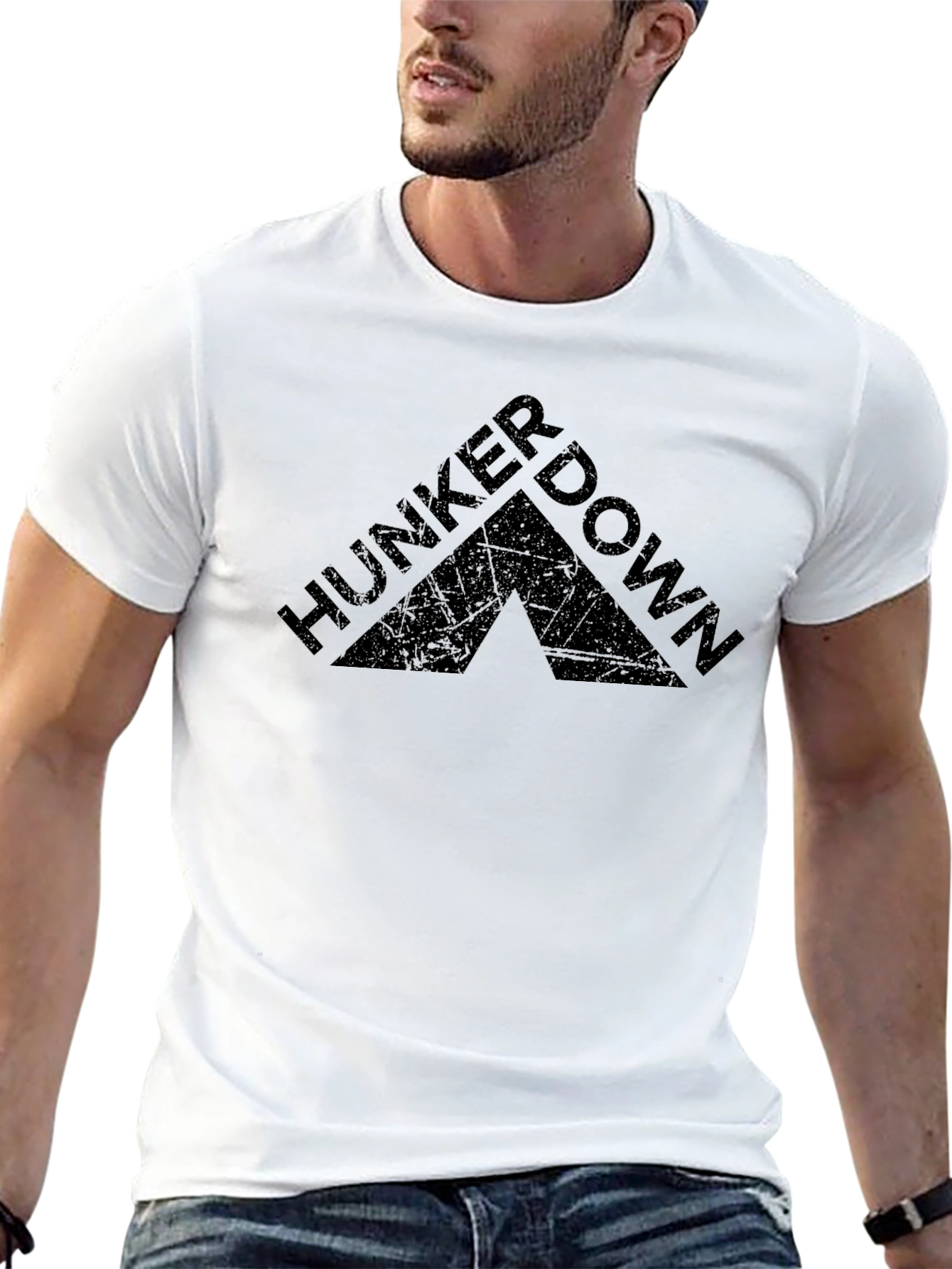 Hunker Down Graphic Tee - Black Cotton Comfort
