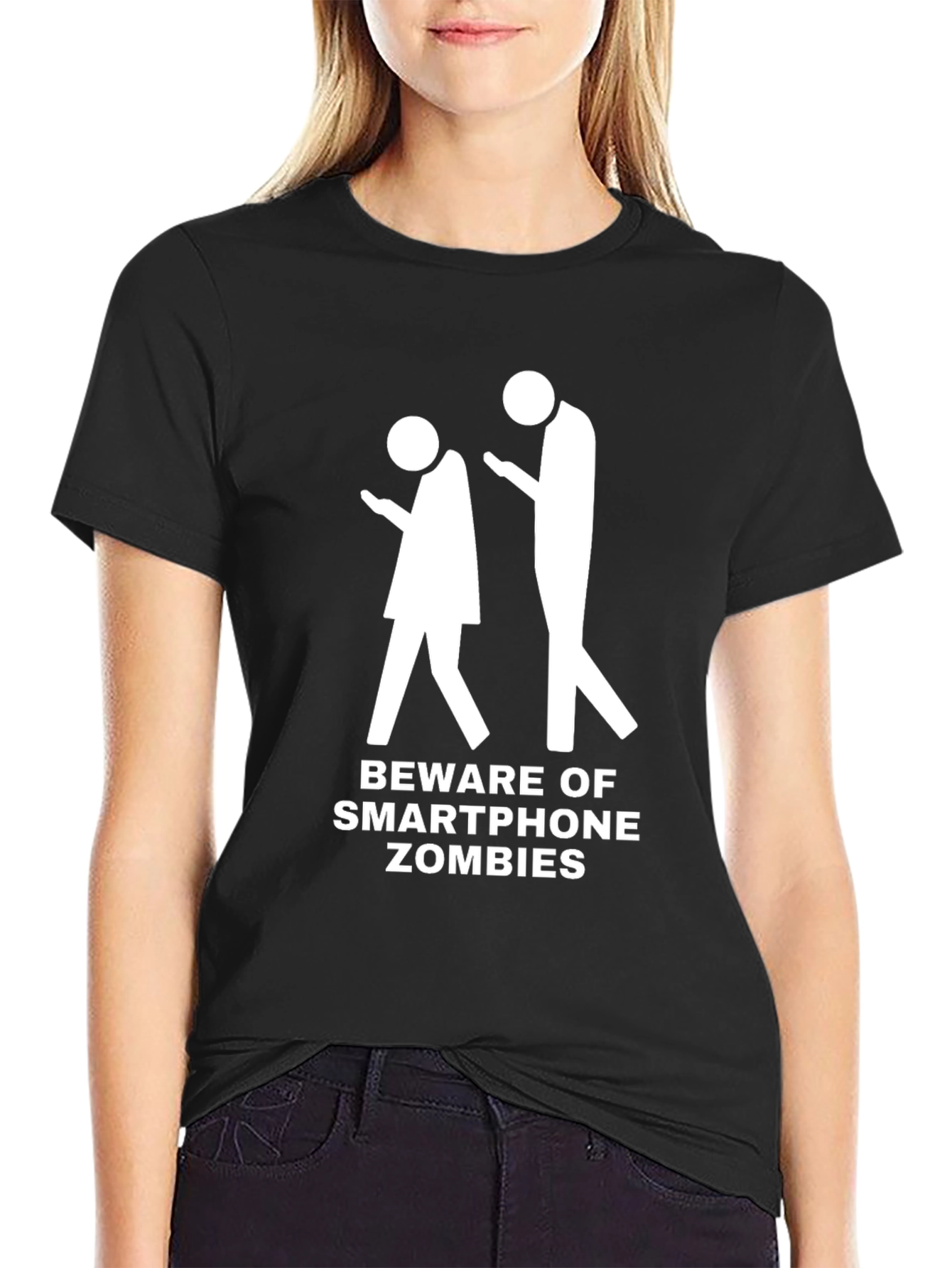 Smartphone Zombies Graphic Tee - Black Cotton T-Shirt