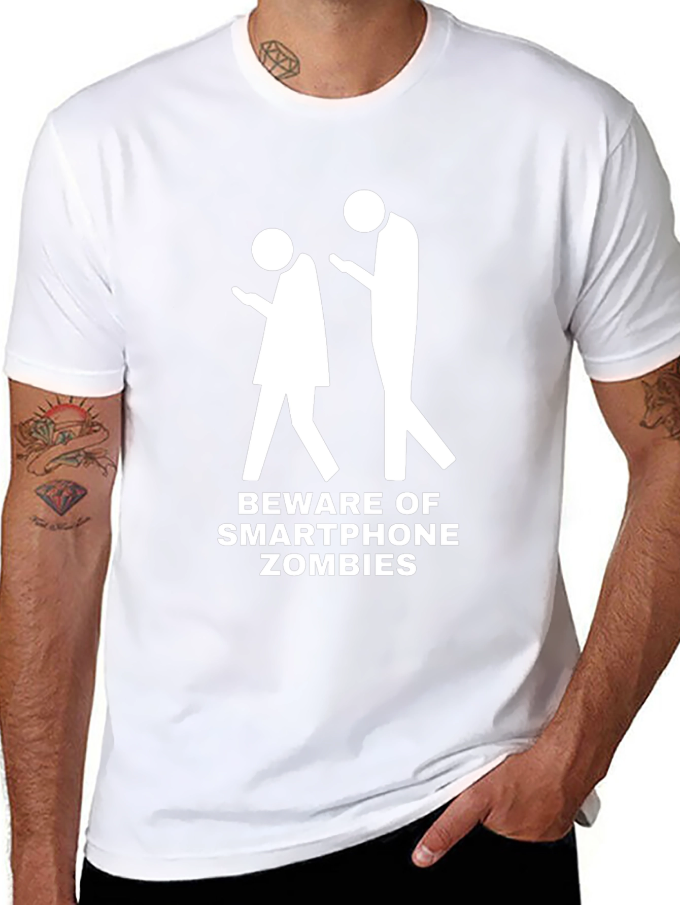 Smartphone Zombies Graphic Tee - Black Cotton T-Shirt