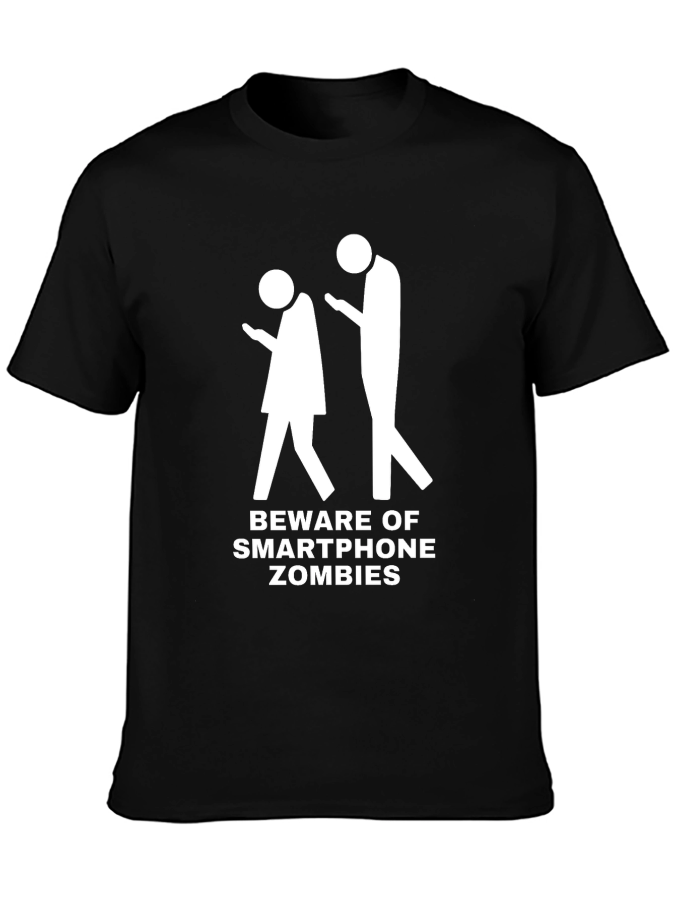 Smartphone Zombies Graphic Tee - Black Cotton T-Shirt