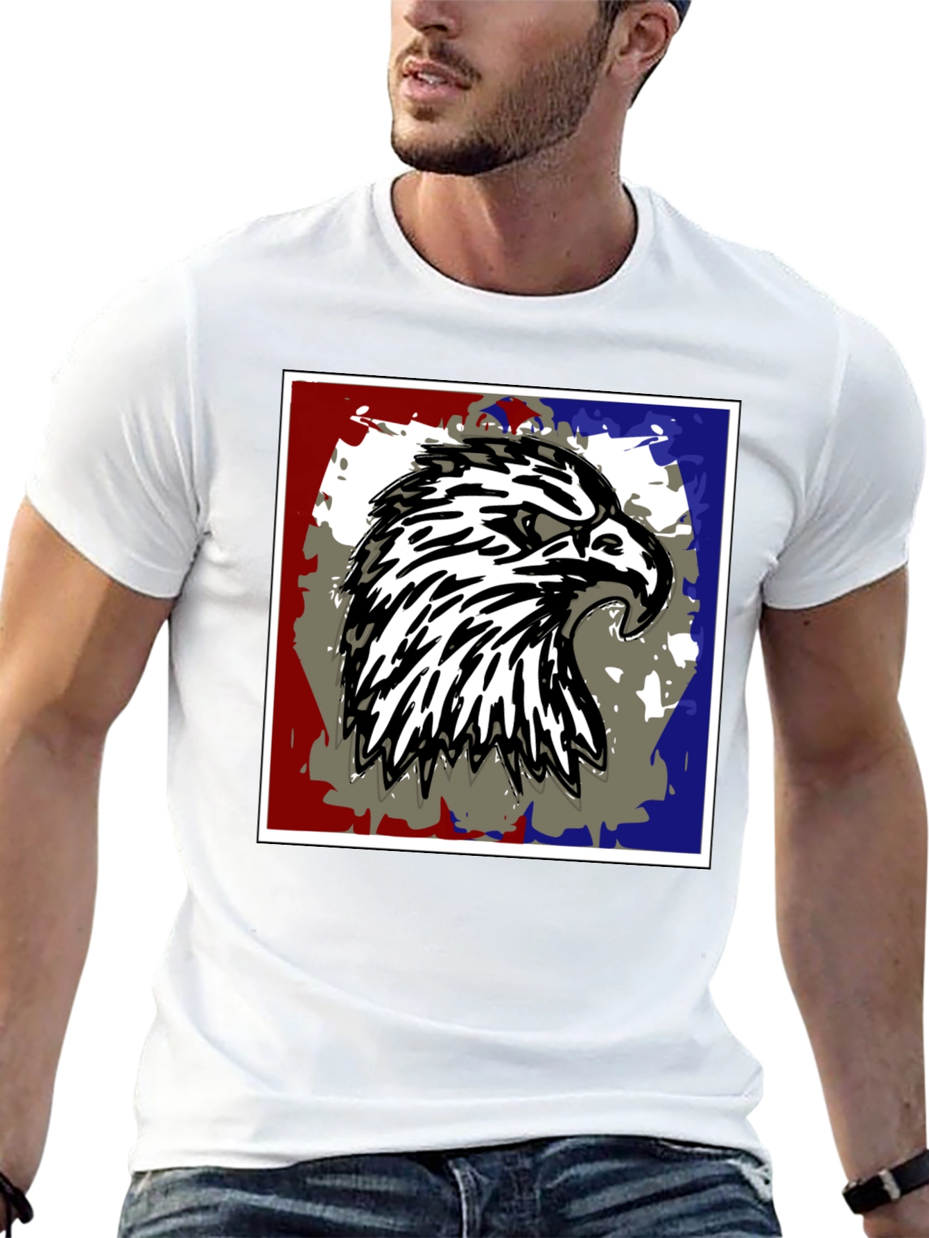 Eagle Graphic Print Black T-Shirt