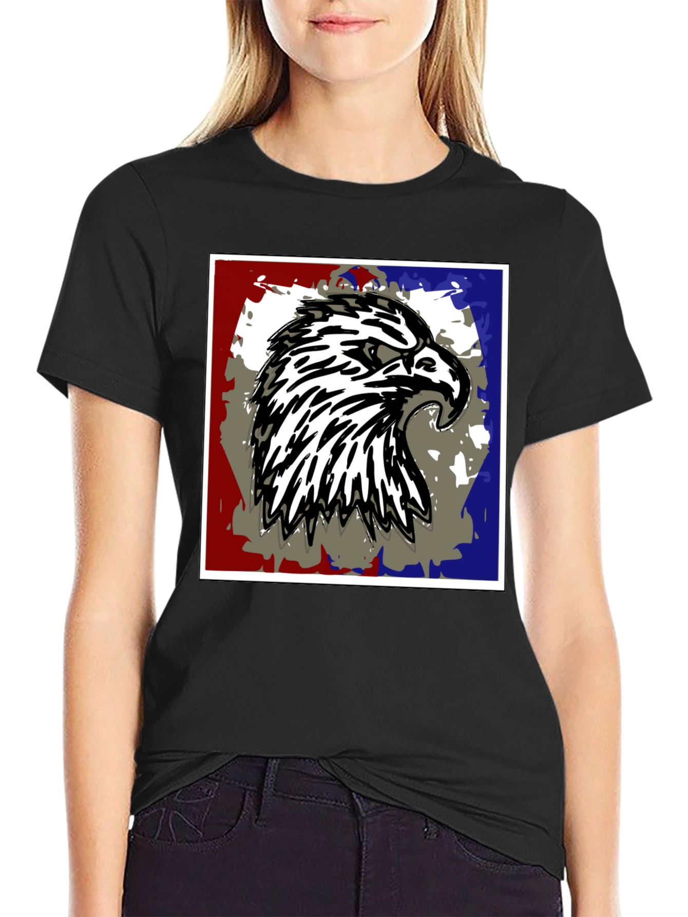 Eagle Graphic Print Black T-Shirt
