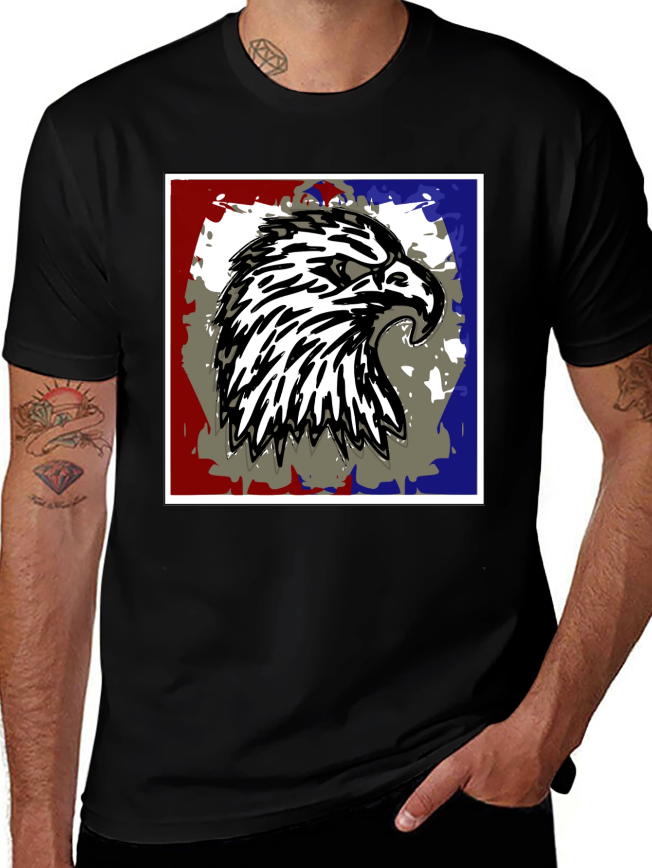 Eagle Graphic Print Black T-Shirt