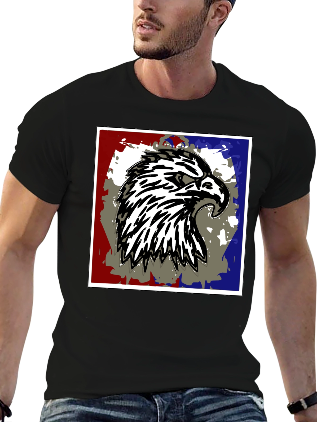 Eagle Graphic Print Black T-Shirt