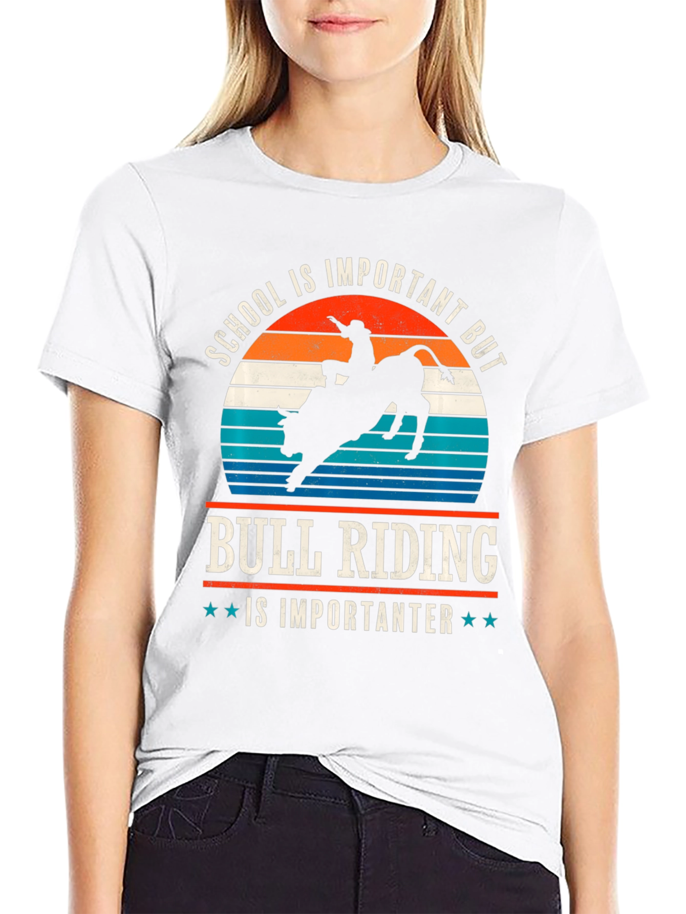 Bull Riding T-Shirt - School is Important But...