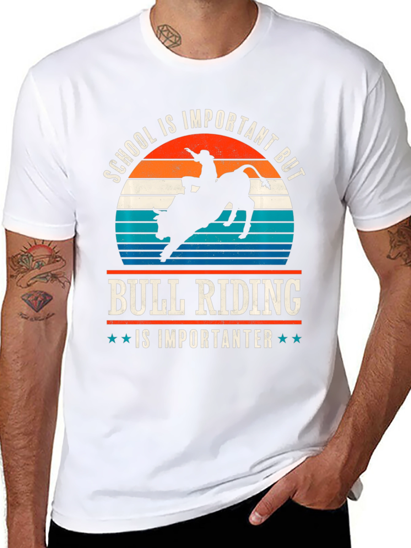 Bull Riding T-Shirt - School is Important But...