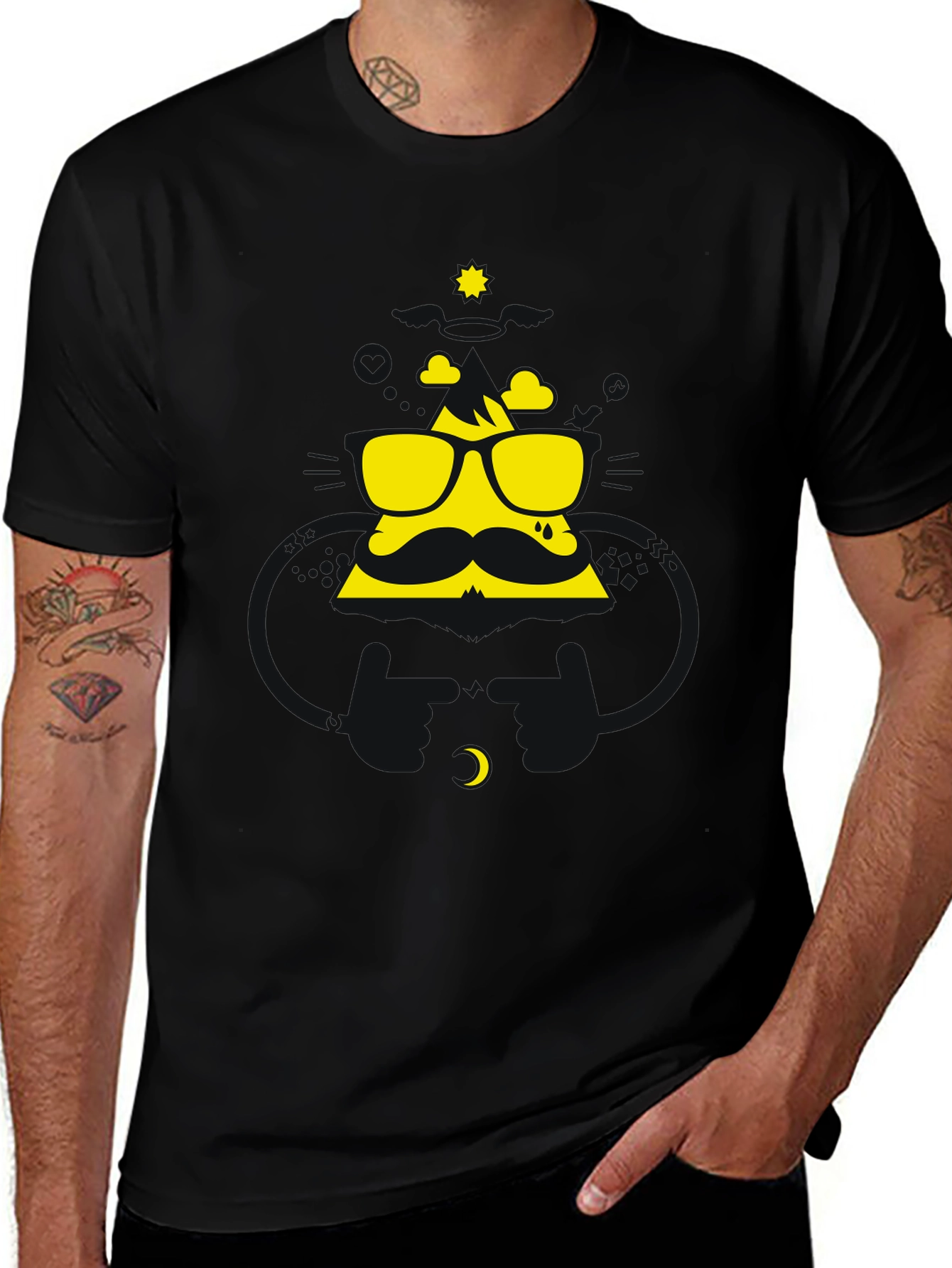 Cool Dude Graphic Tee - Black Cotton Blend Shirt