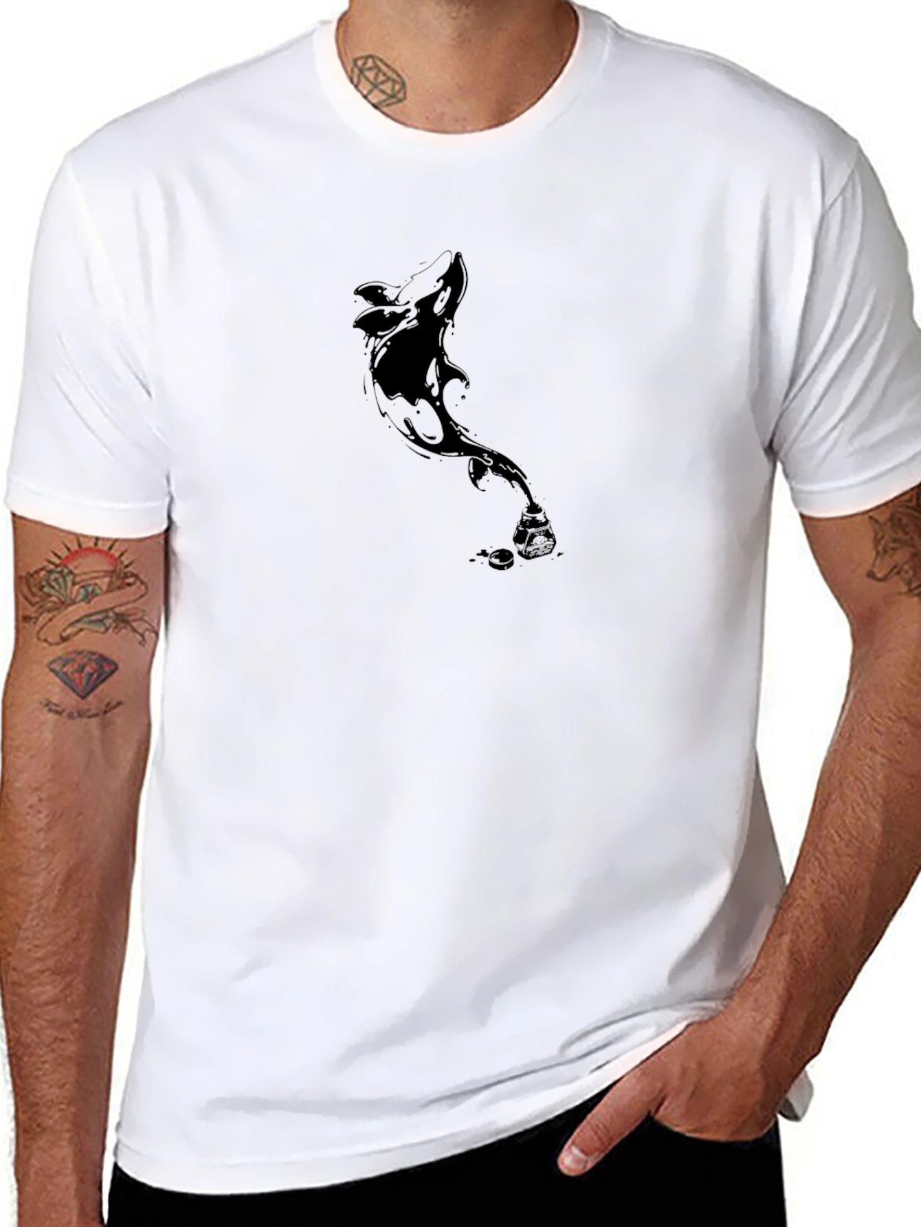 Mens Black Orca Graphic T-Shirt
