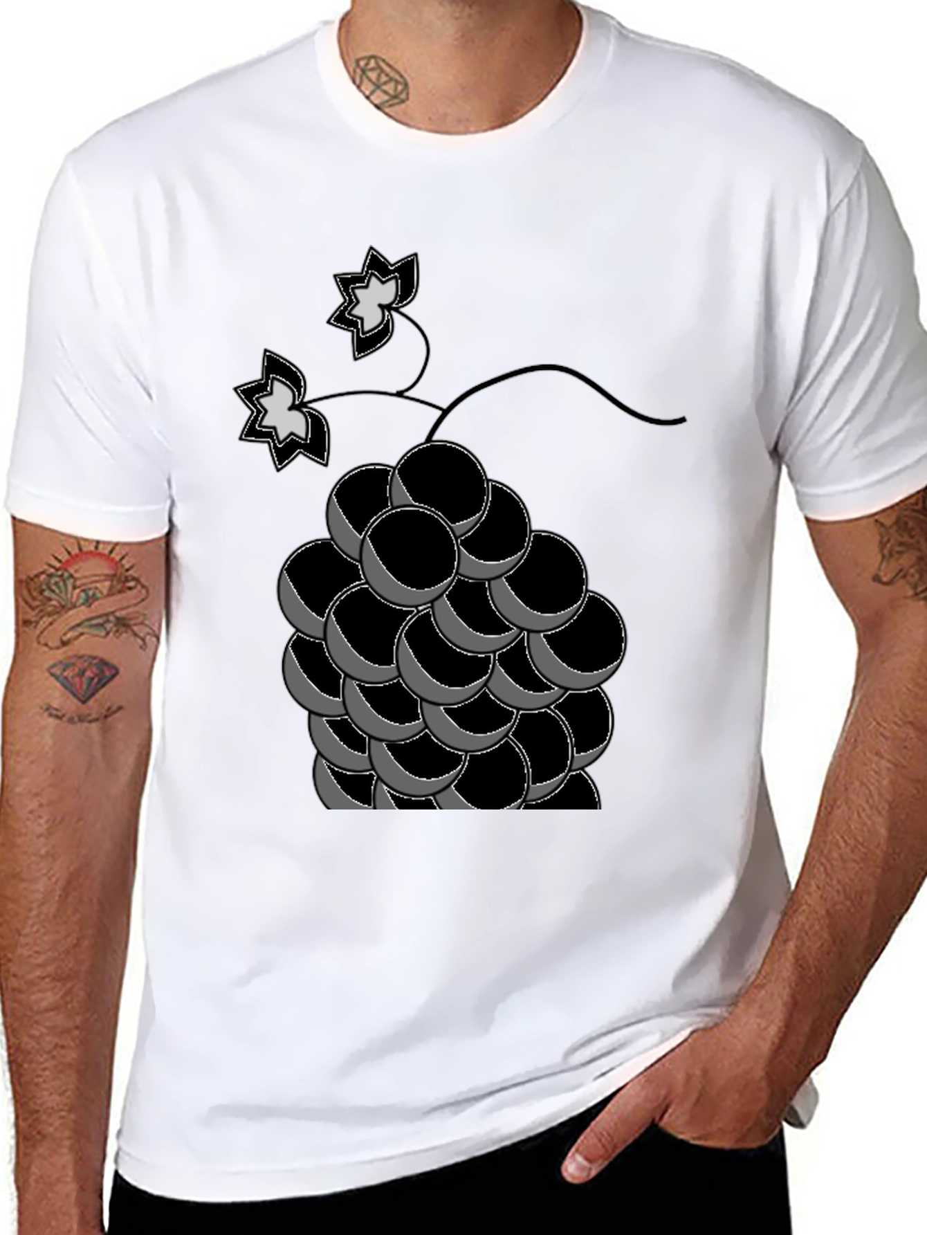 Grapes Graphic Tee - Black Cotton T-Shirt