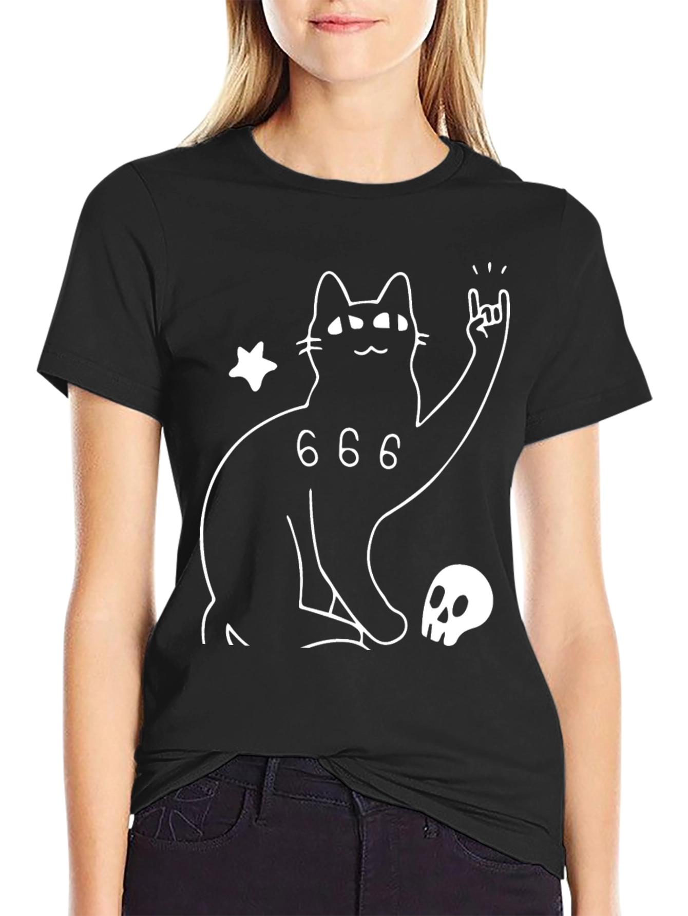 Black Cat 666 T-Shirt - Rock On Kitty!