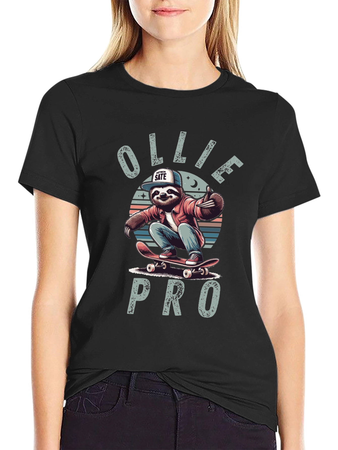 Ollie Pro Sloth Skateboard T-Shirt