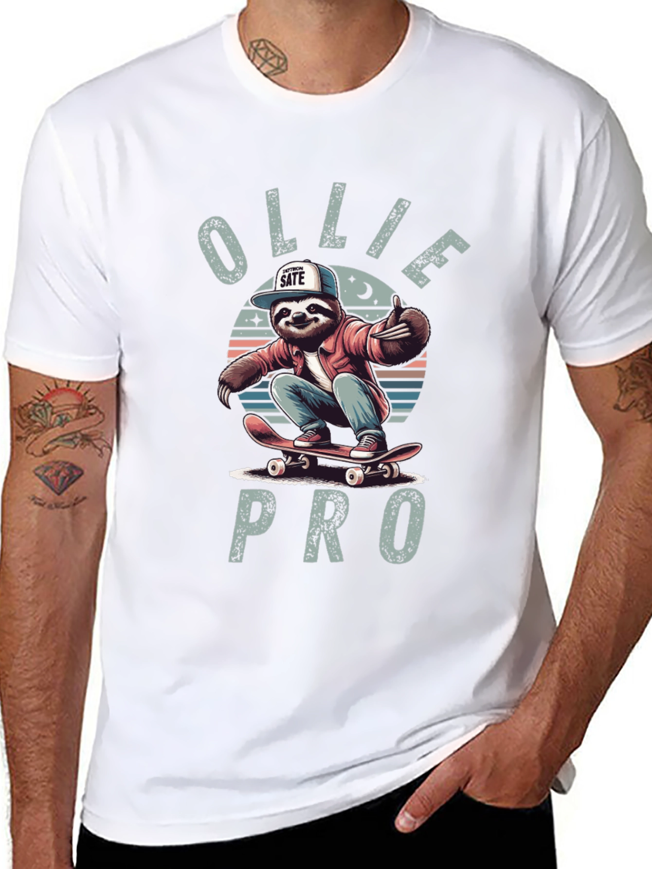 Ollie Pro Sloth Skateboard T-Shirt