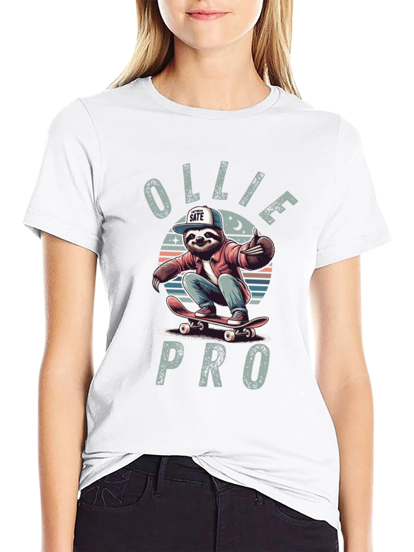 Ollie Pro Sloth Skateboard T-Shirt