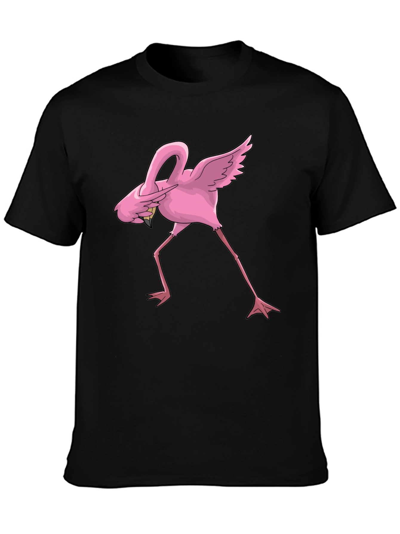 Dabbing Flamingo Graphic Tee - Cool Black T-Shirt