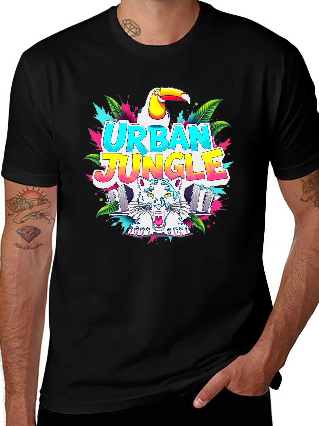 Urban Jungle Graphic T-Shirt - Tropical Toucan & Tiger