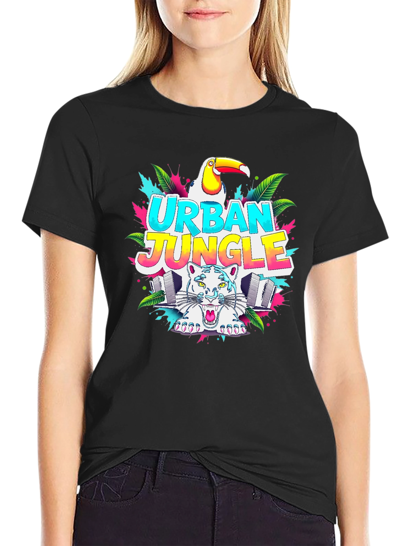 Urban Jungle Graphic T-Shirt - Tropical Toucan & Tiger