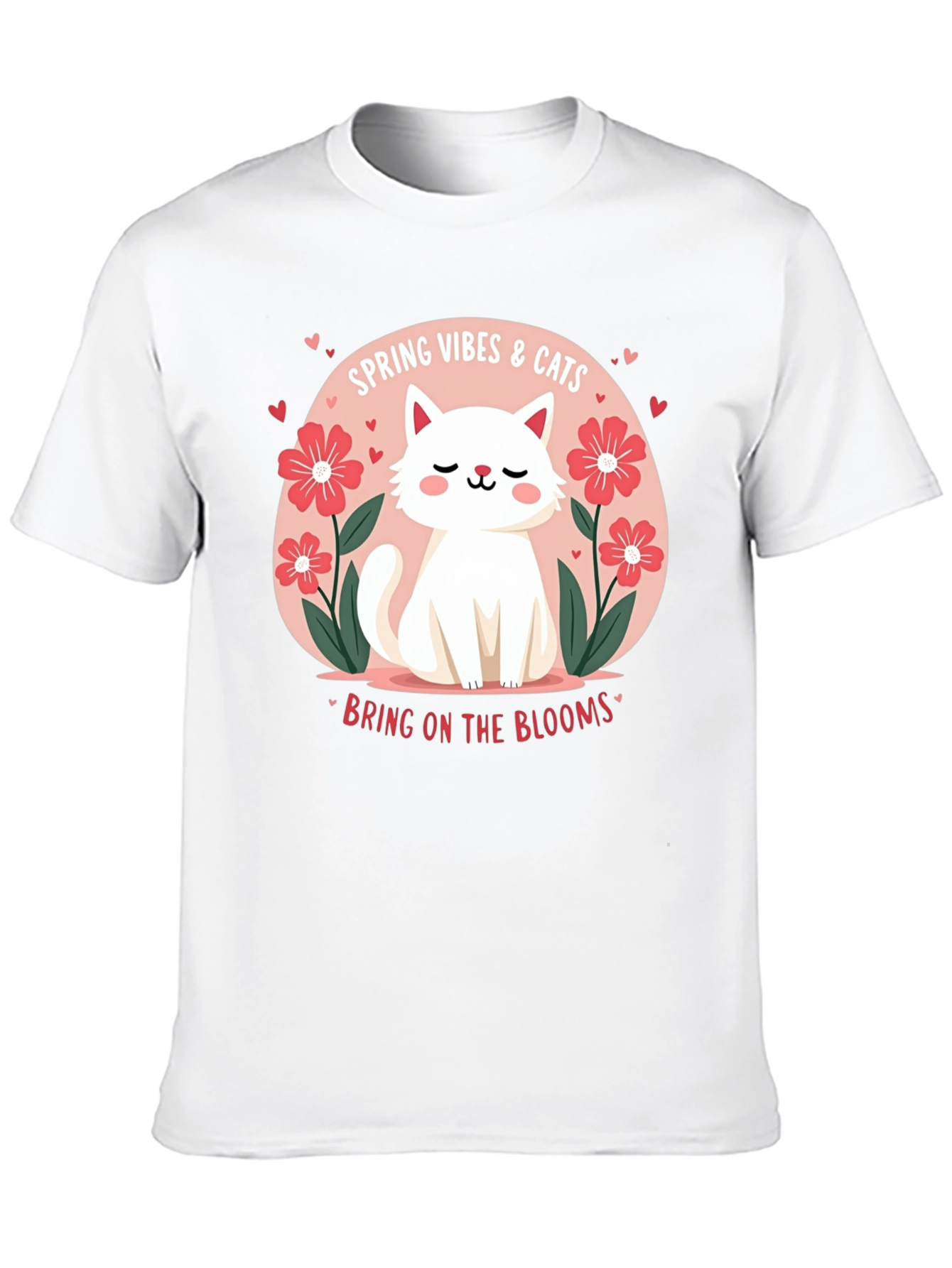 Spring Vibes & Cats Graphic T-Shirt