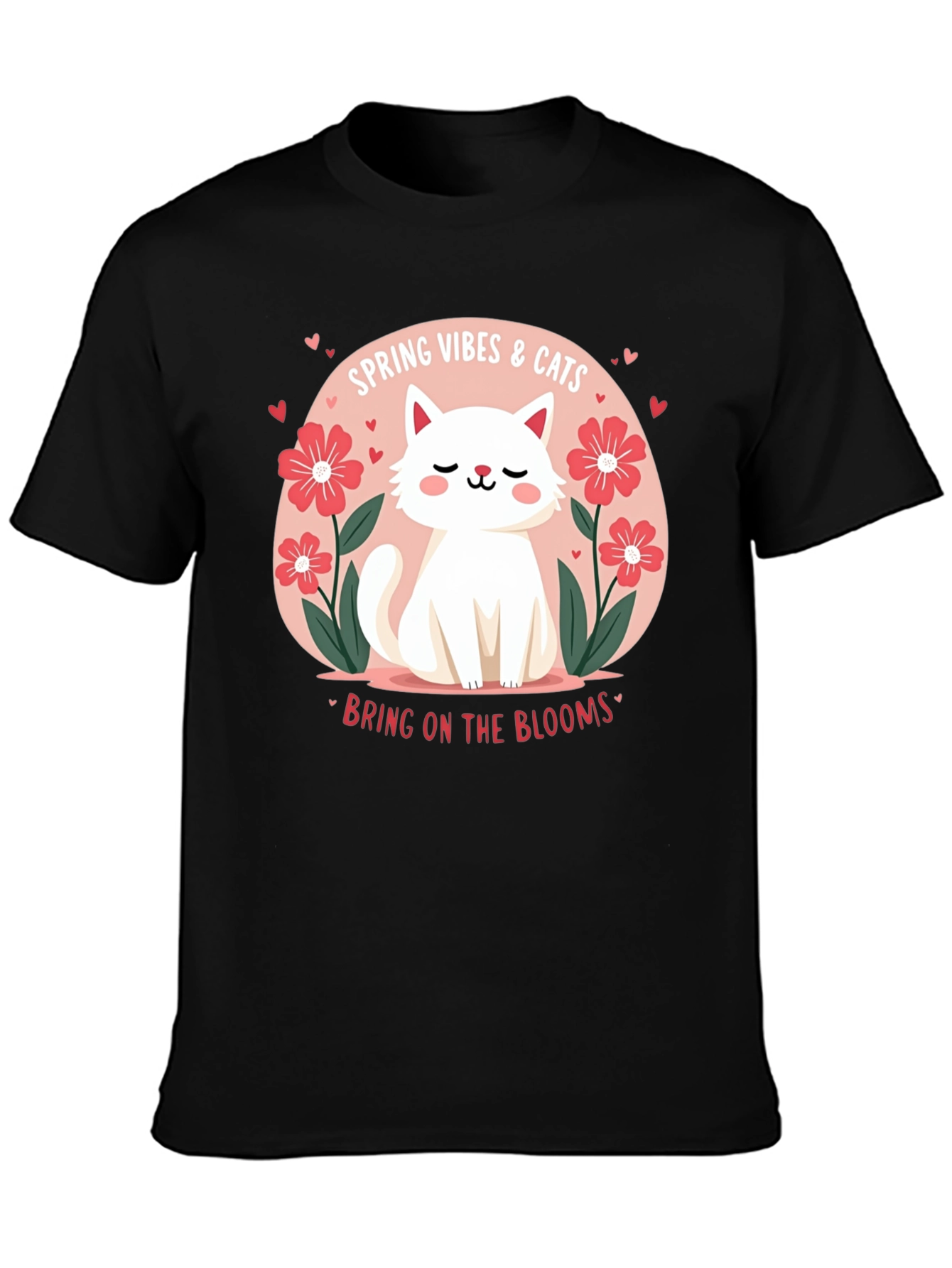 Spring Vibes & Cats Graphic T-Shirt