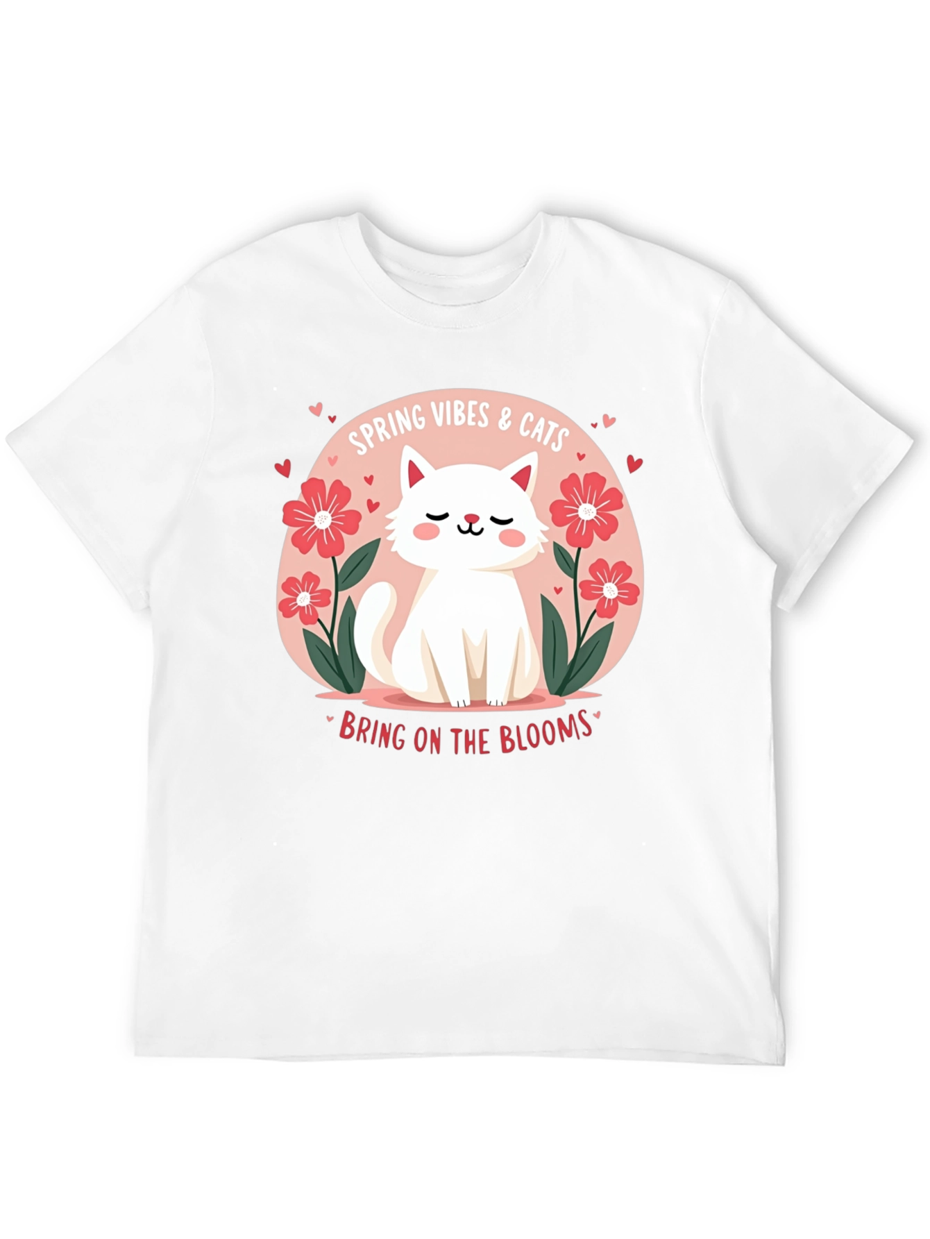 Spring Vibes & Cats Graphic T-Shirt