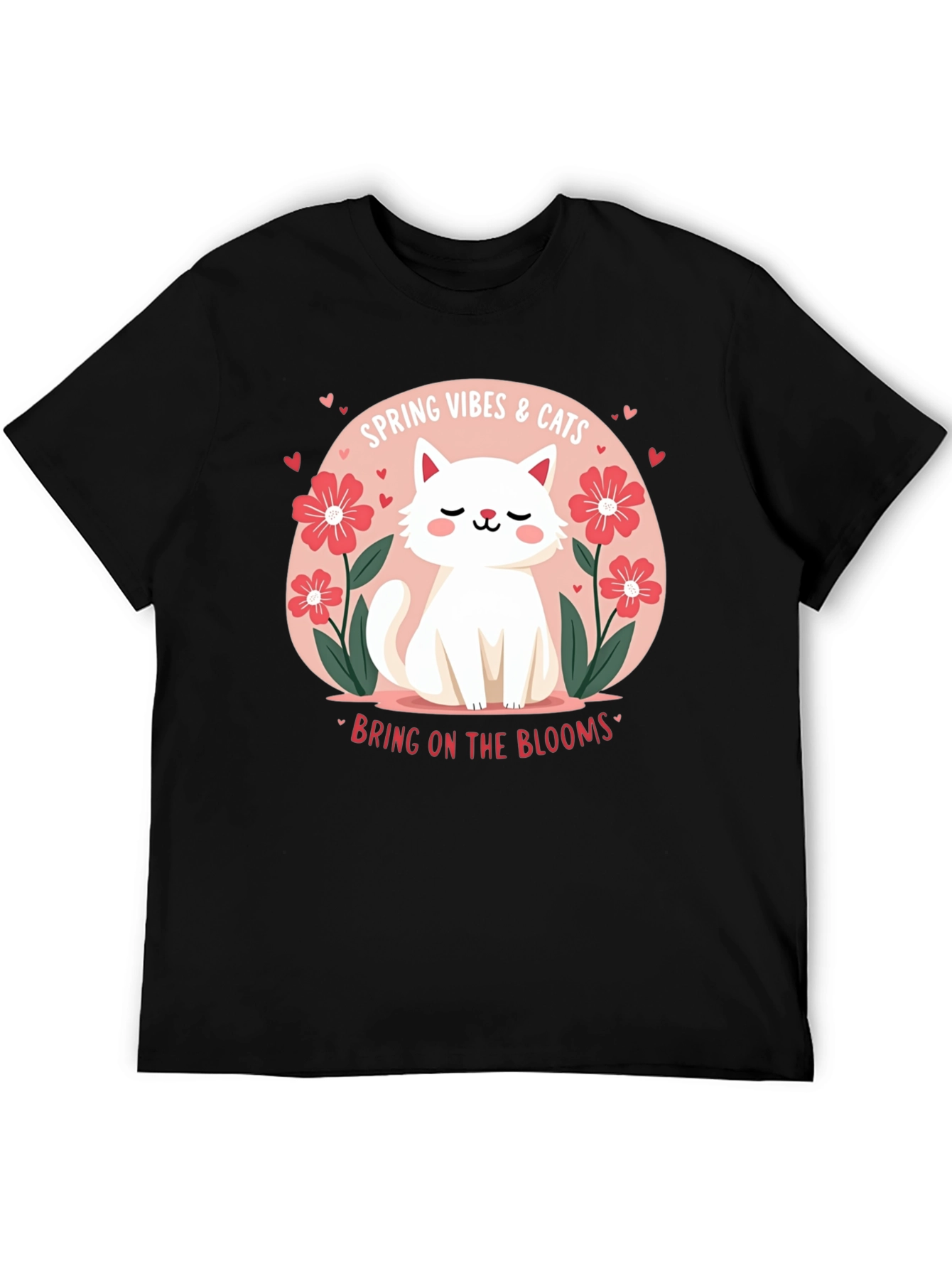 Spring Vibes & Cats Graphic T-Shirt