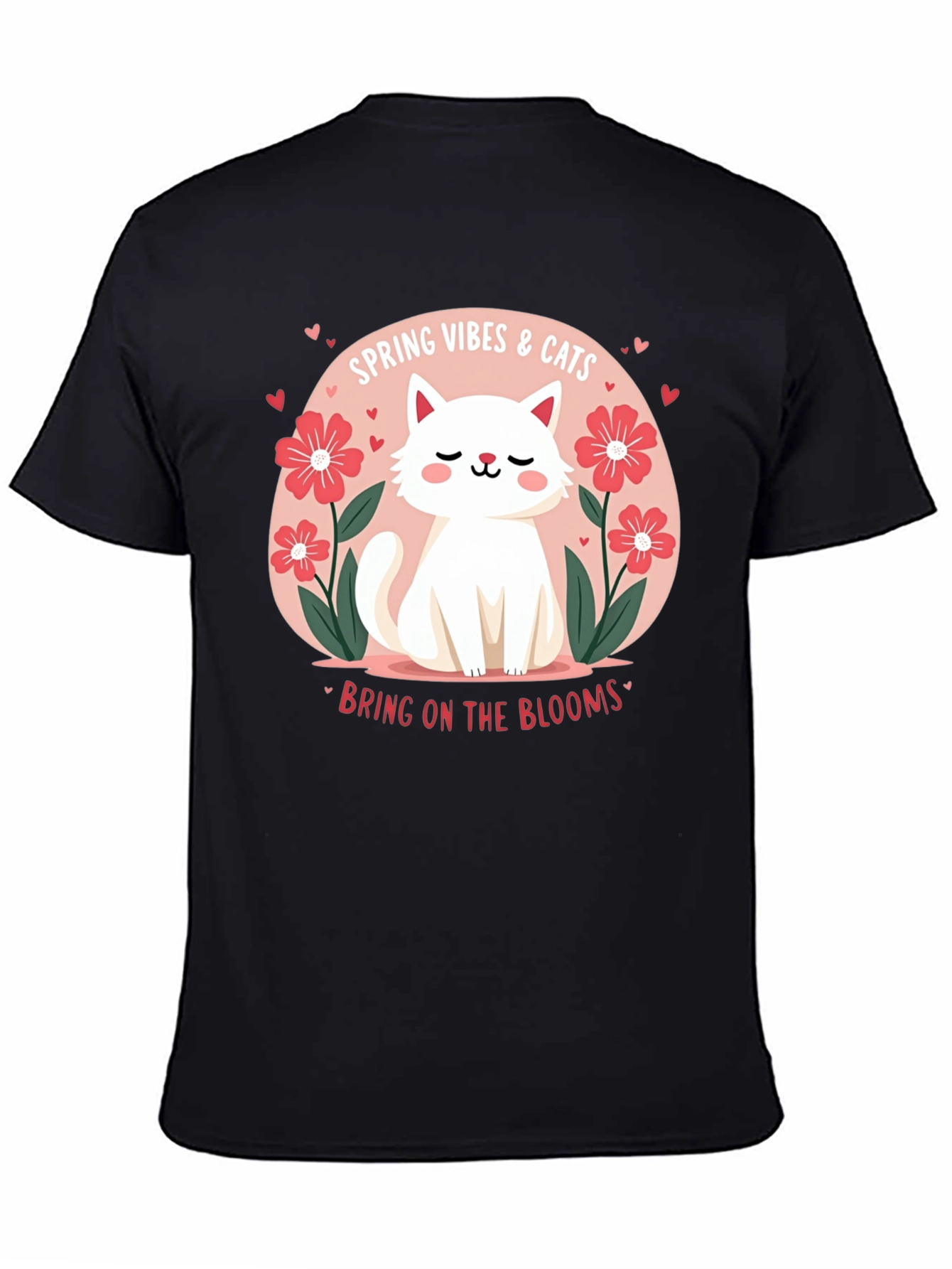 Spring Vibes & Cats Graphic T-Shirt