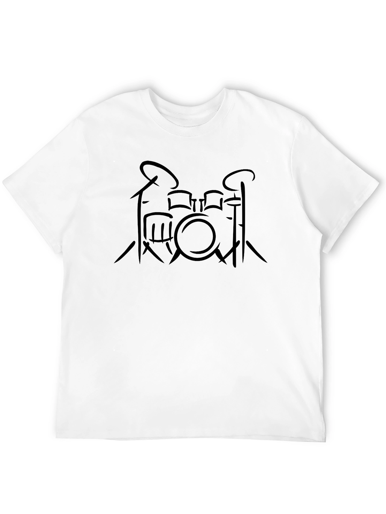 Drum Set Graphic T-Shirt - Black Cotton Tee