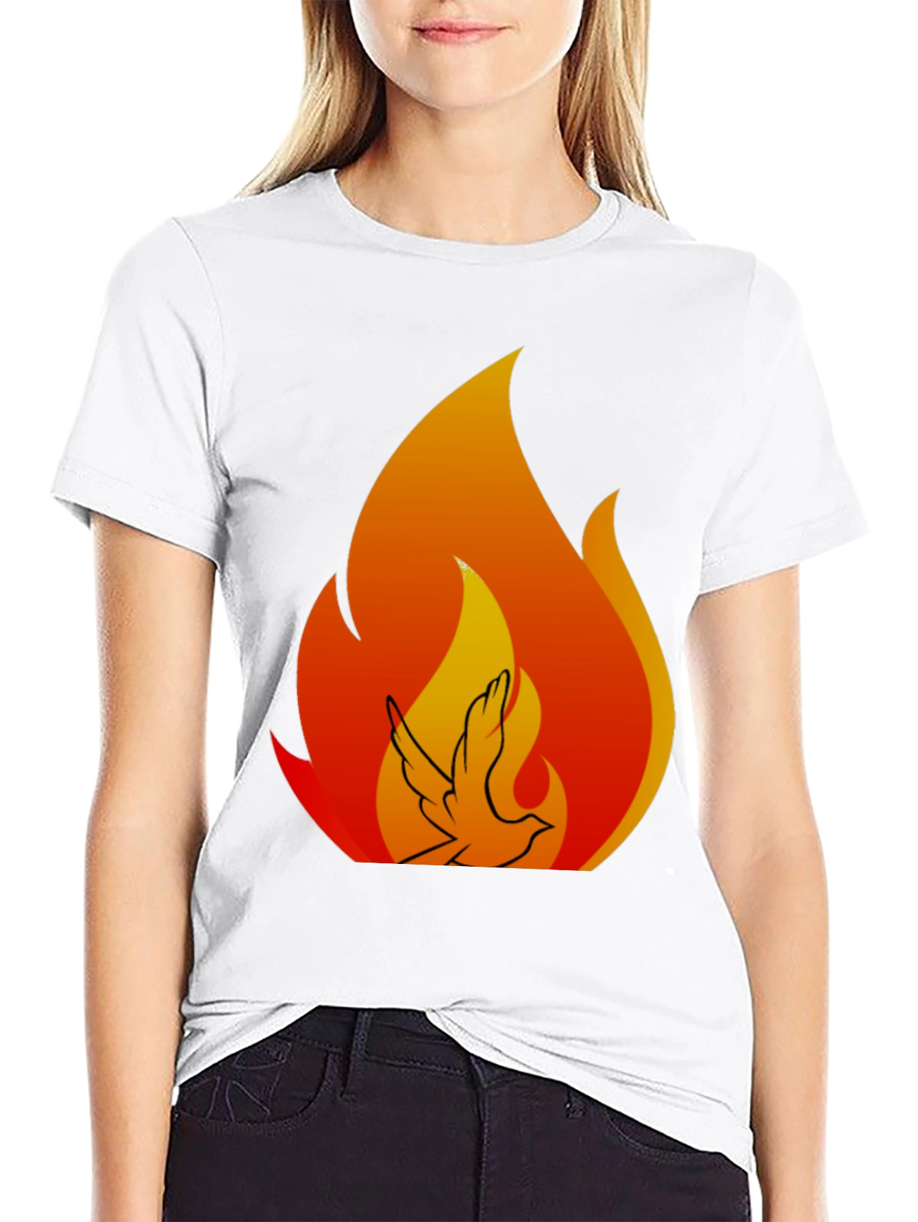 Dove Flame Graphic Tee - Black Cotton Blend