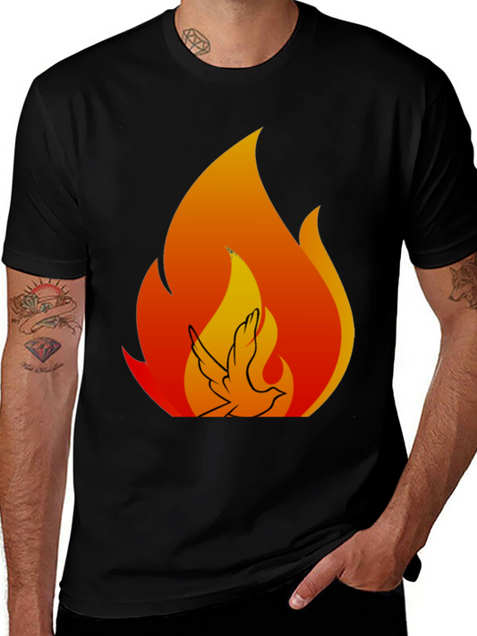 Dove Flame Graphic Tee - Black Cotton Blend