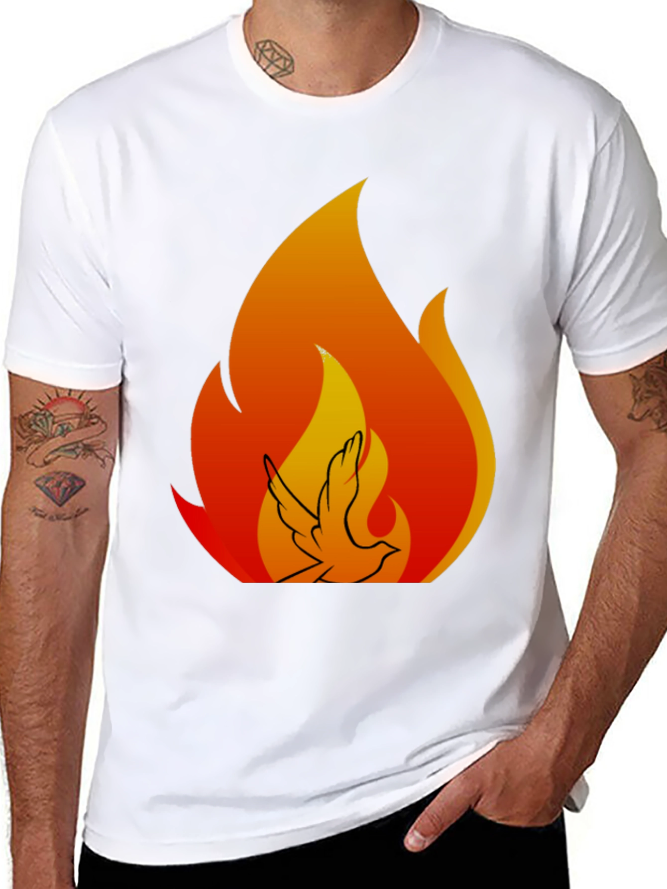 Dove Flame Graphic Tee - Black Cotton Blend
