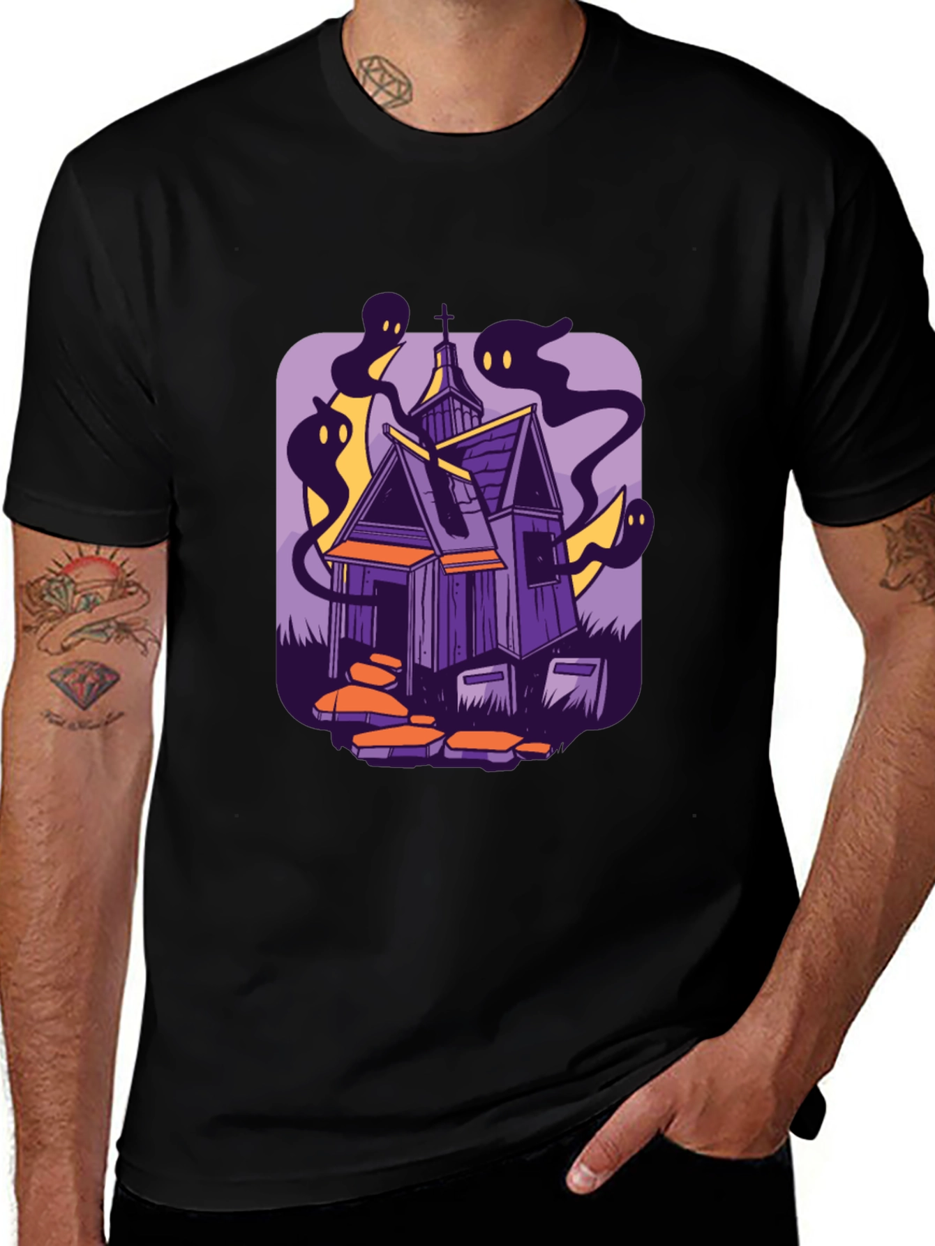 Haunted House Graphic Tee - Spooky Season Style