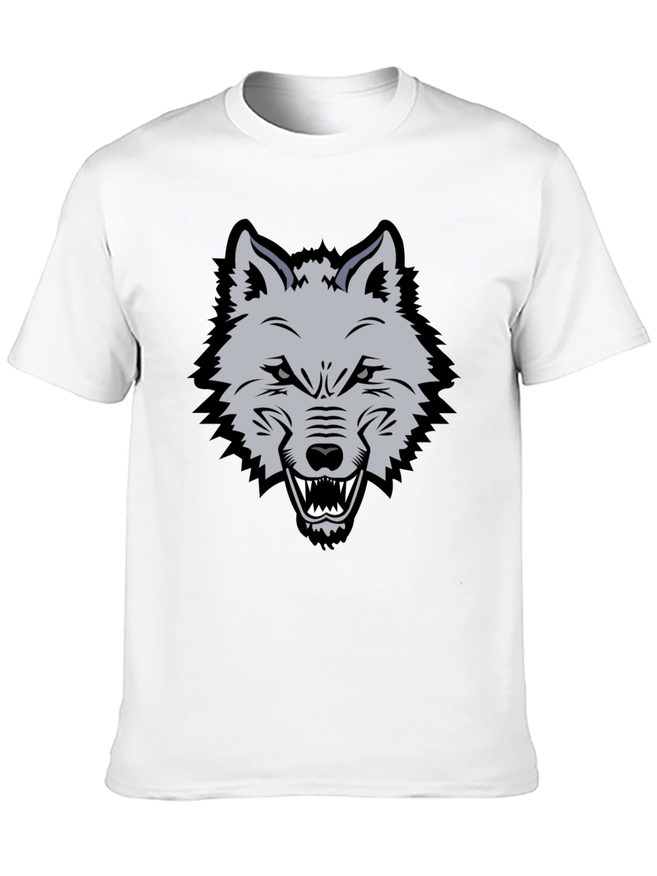 Mens Black T-Shirt with Wolf Graphic