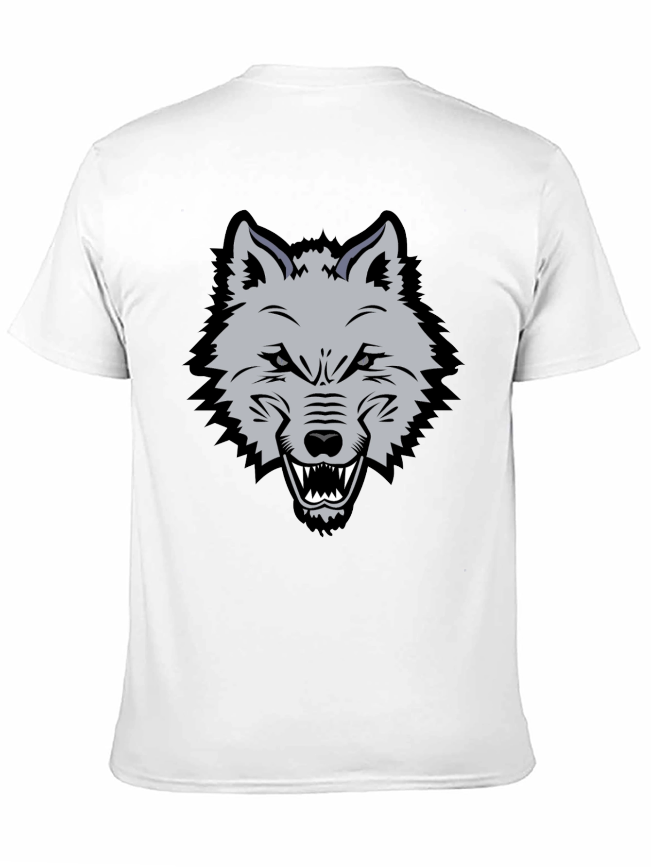 Mens Black T-Shirt with Wolf Graphic