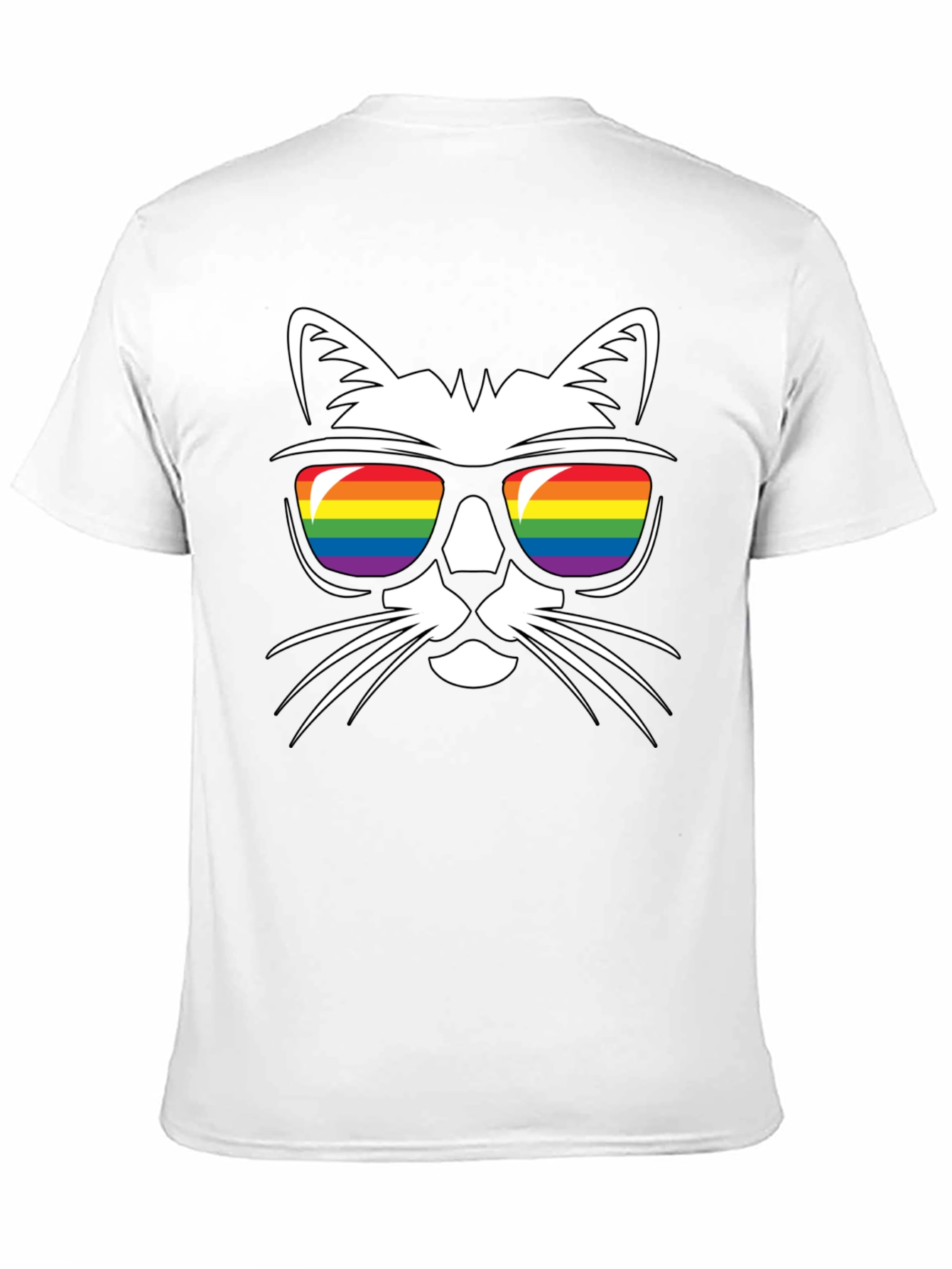 Cool Cat Rainbow Sunglasses Black T-Shirt