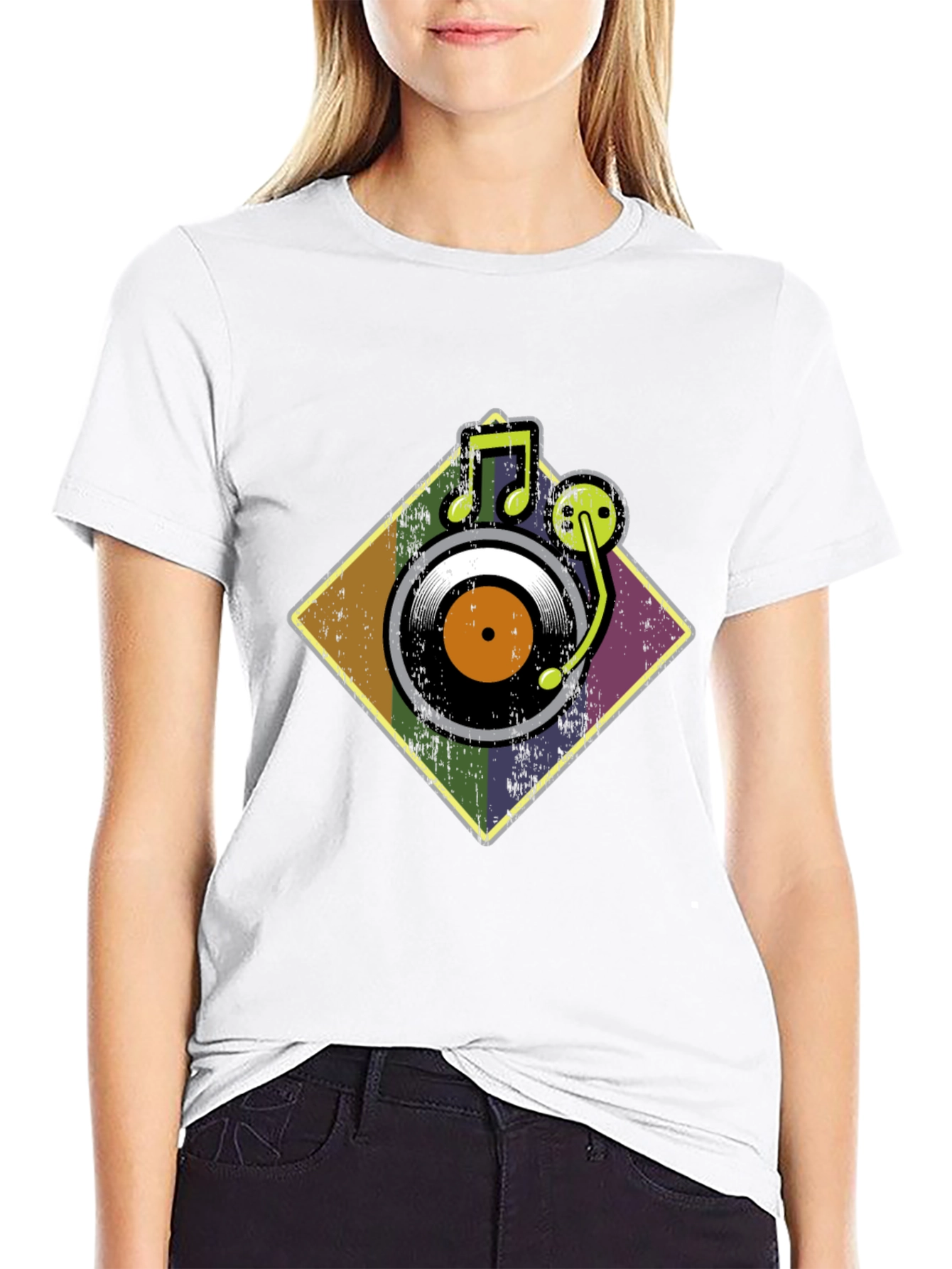 Retro Vinyl Record Player Graphic T-Shirt