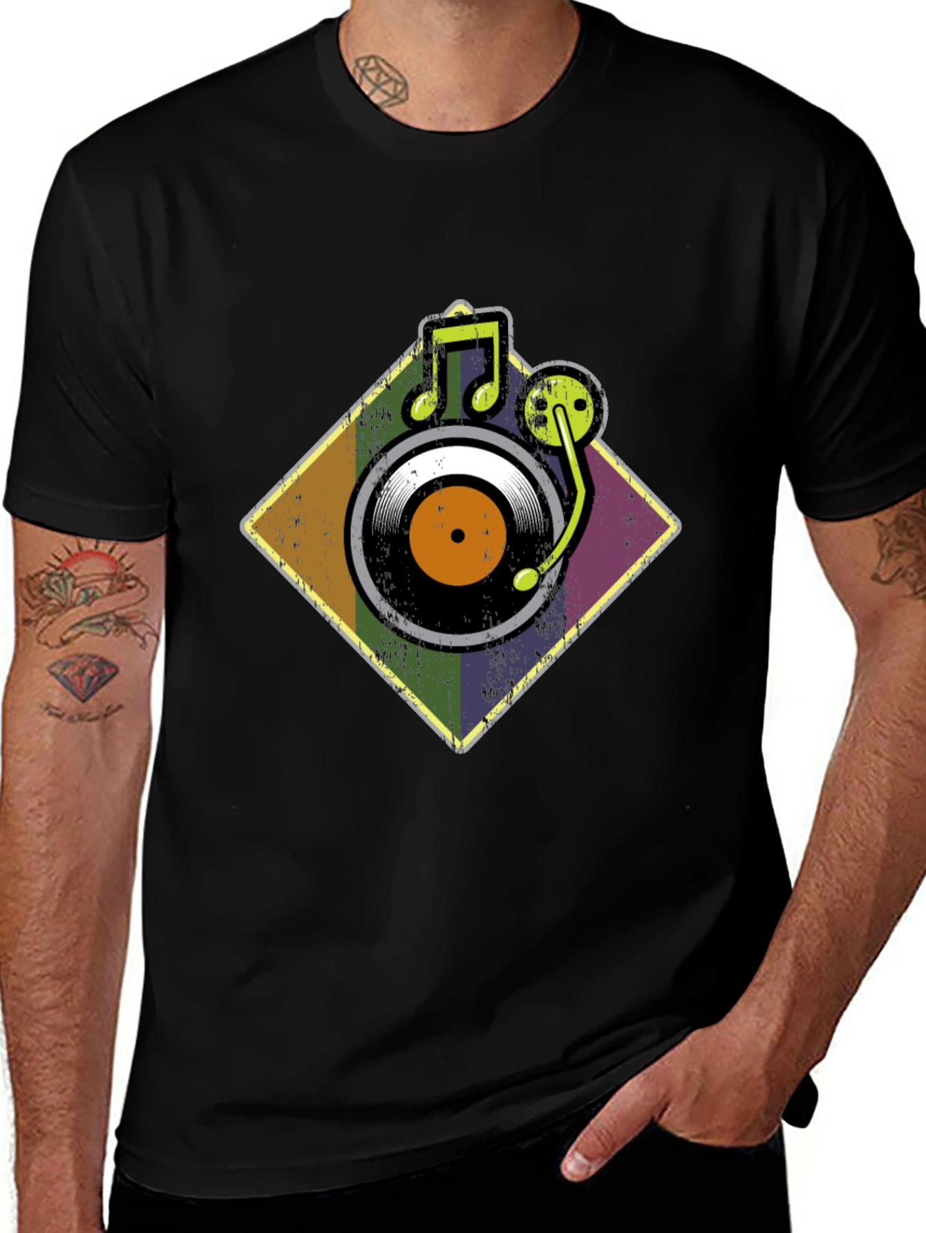Retro Vinyl Record Player Graphic T-Shirt