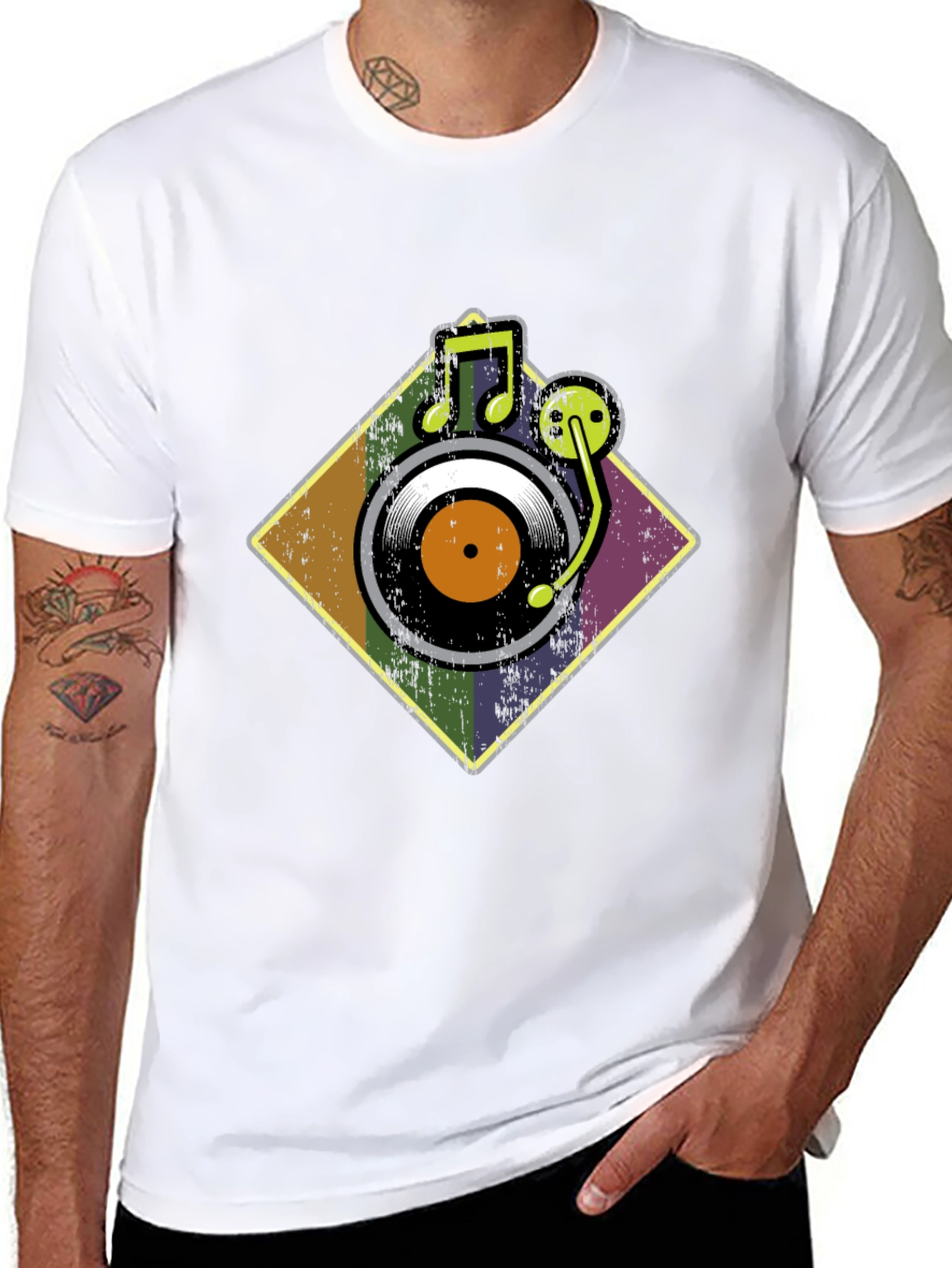Retro Vinyl Record Player Graphic T-Shirt