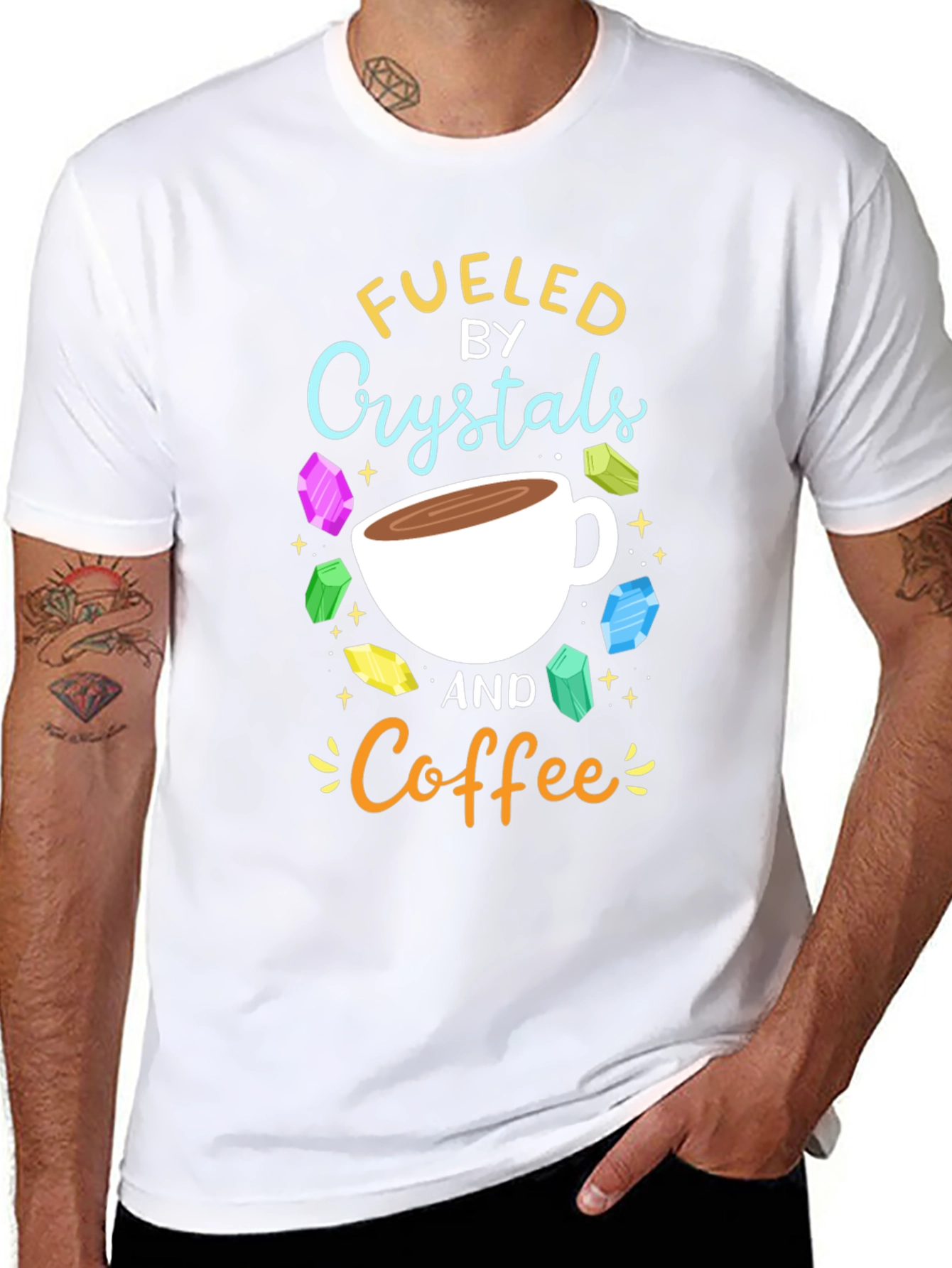 Fueled by Crystals and Coffee Graphic T-Shirt