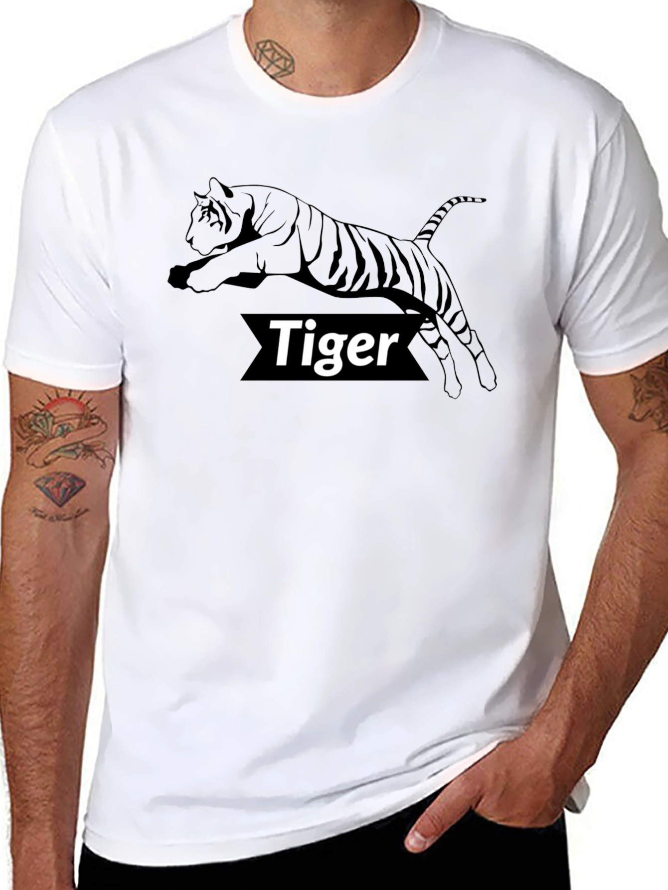 Tiger Graphic Black T-Shirt - Bold Animal Design