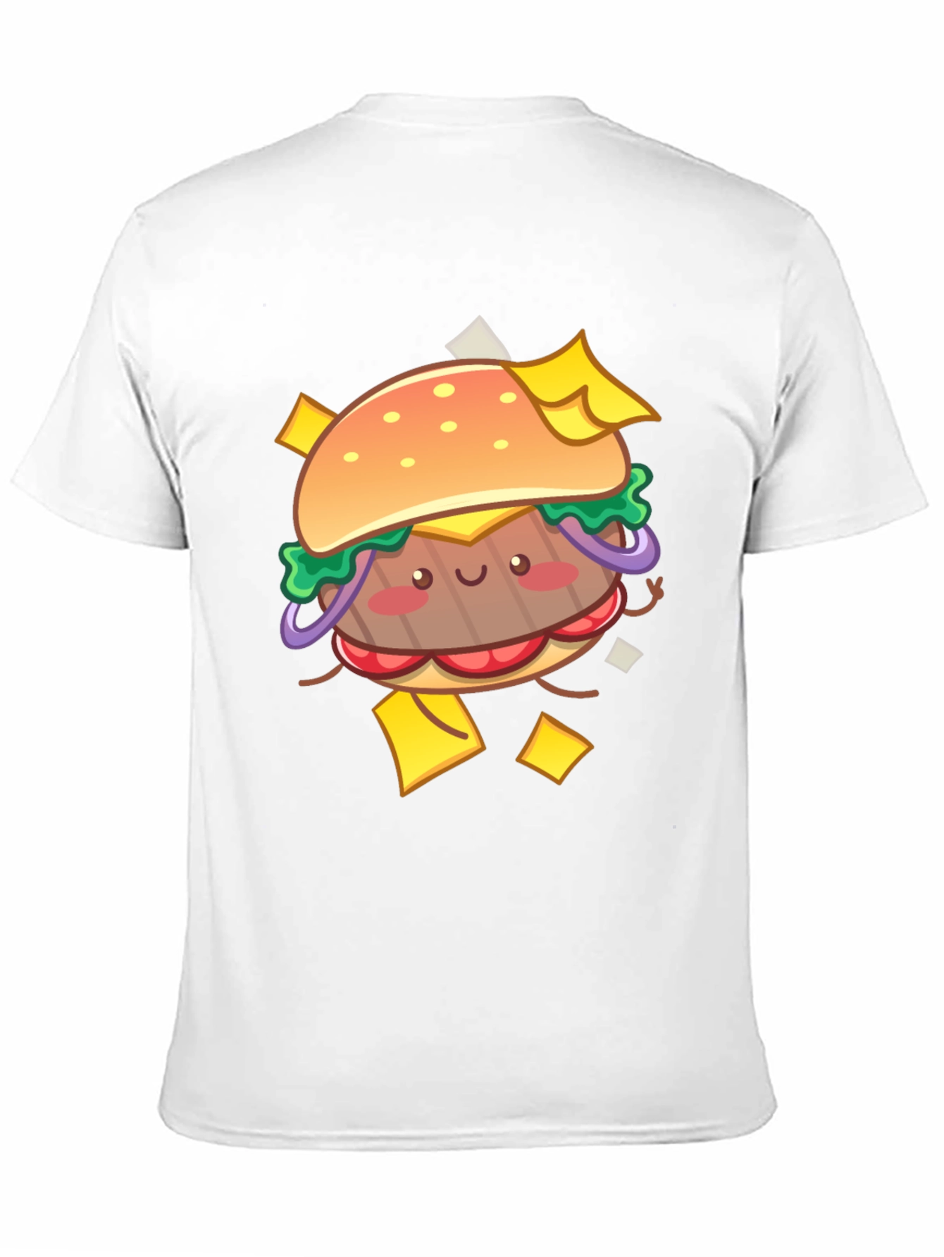 Kawaii Burger Graphic Tee - Black Cotton T-Shirt