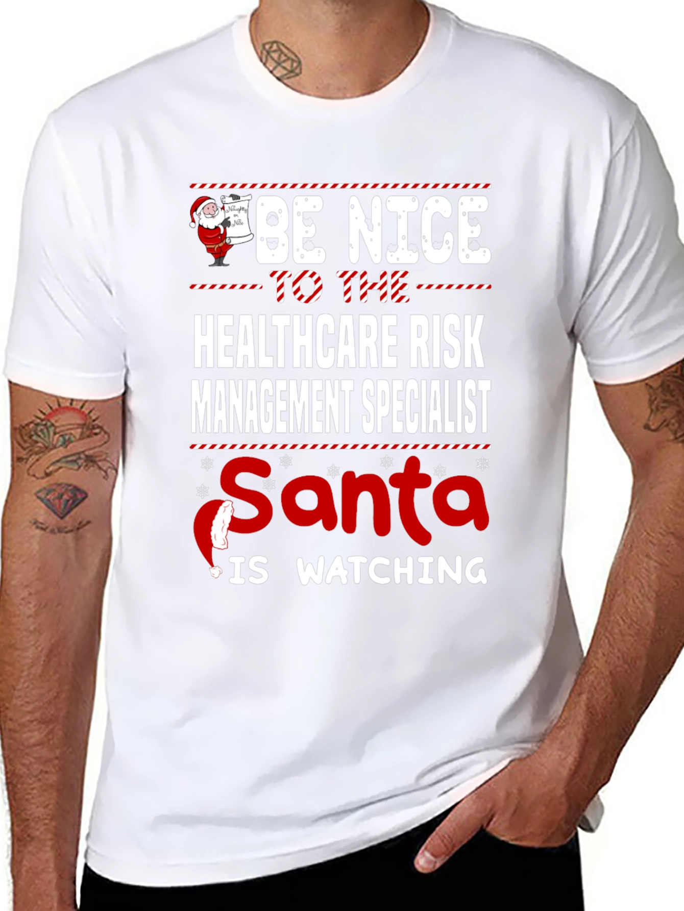 Healthcare Risk Management Specialist Santa Watching T-Shirt