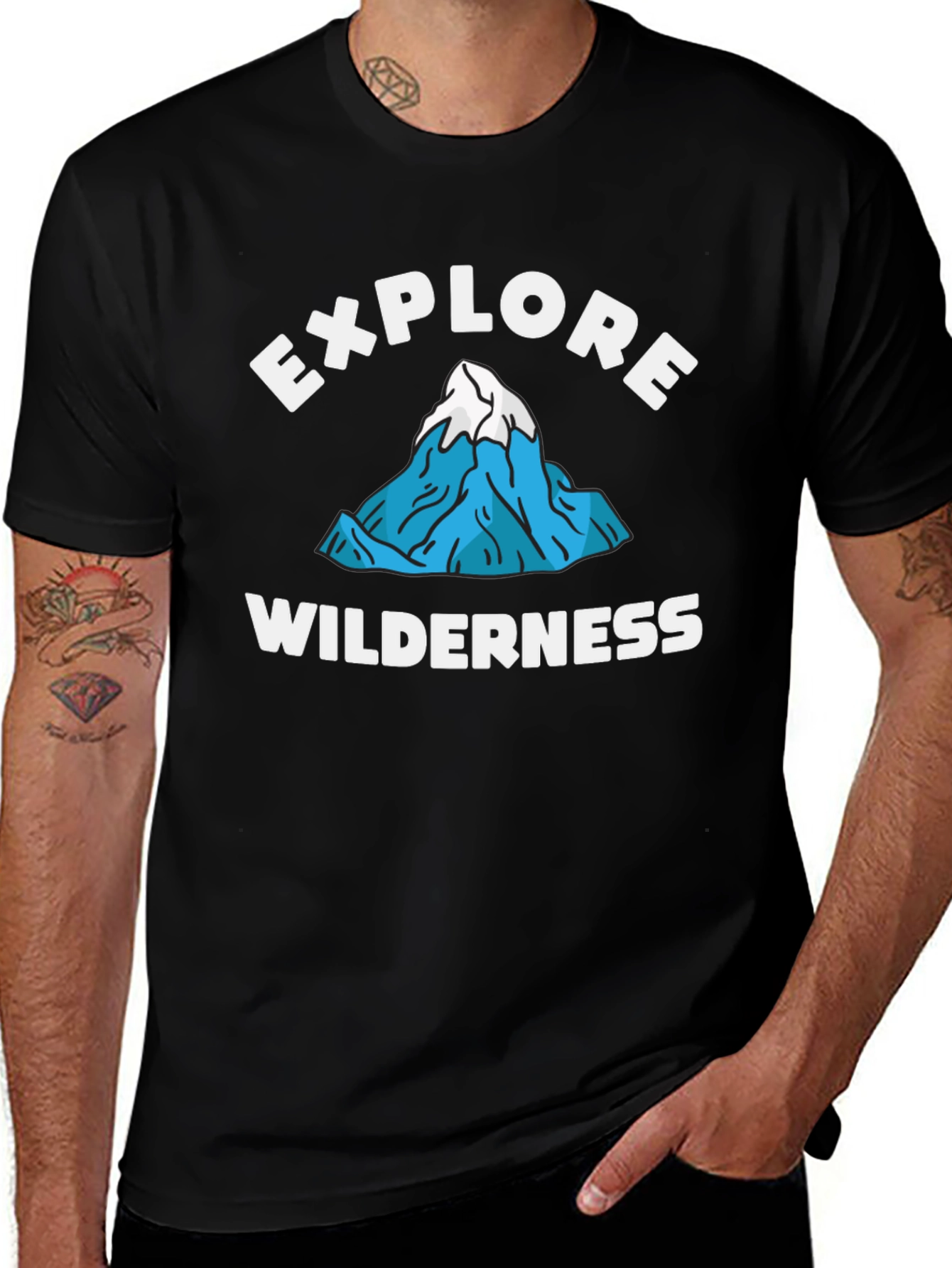 Explore Wilderness Graphic Tee - Black Cotton T-Shirt